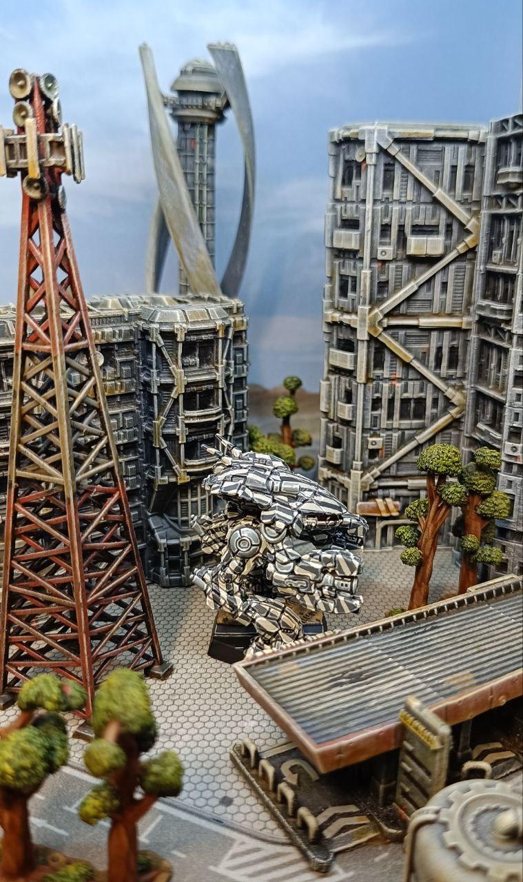 2500kgm3, Battlemech, Battletech, Black, Camouflage, City, Citytech, Crab, Dazzle, Diorama, King, King Crab, Mech, Mechwarrior, Terrain, White