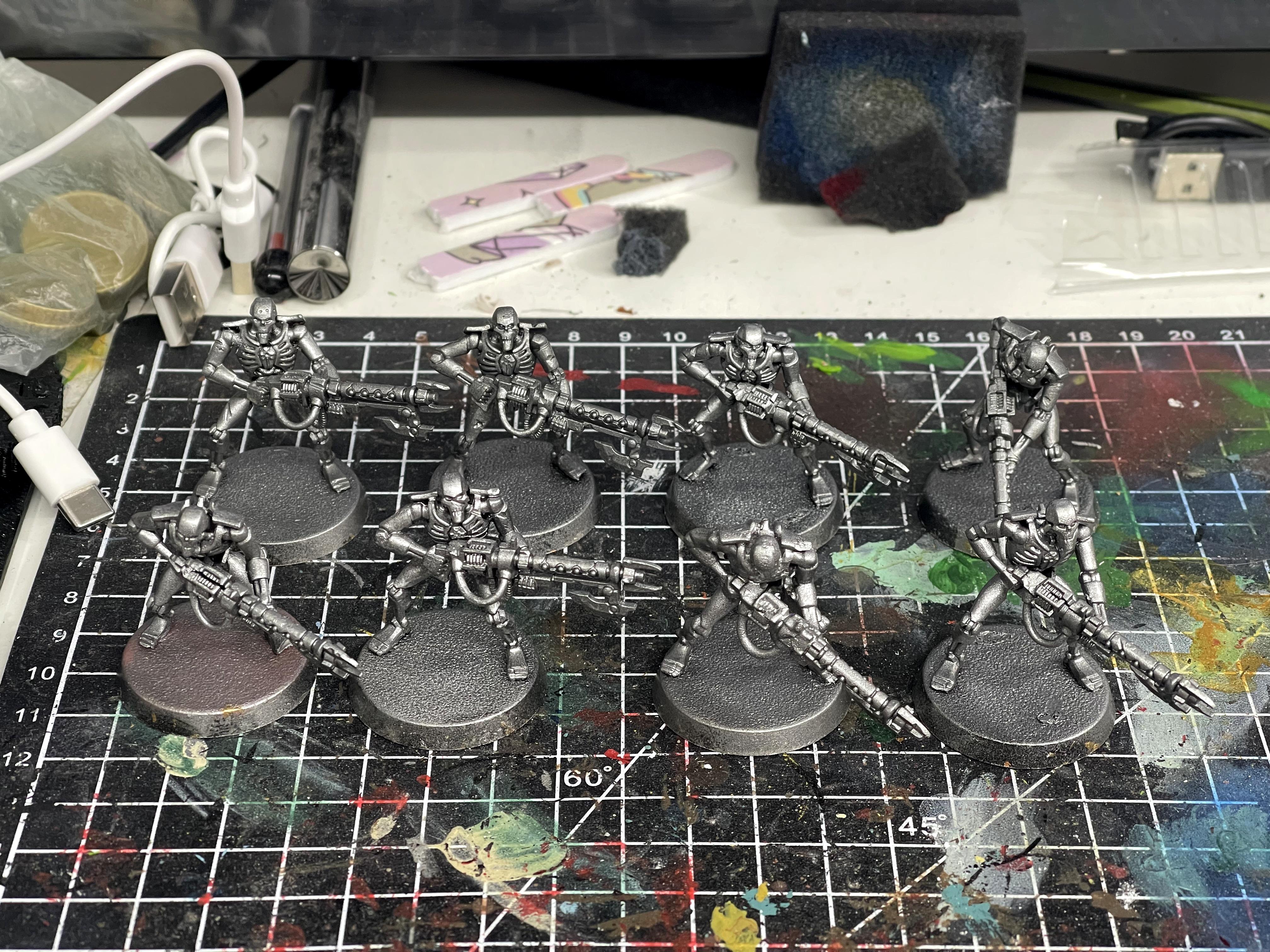 Necron Warriors, Necrons, Warhammer 40,000, Work In Progress