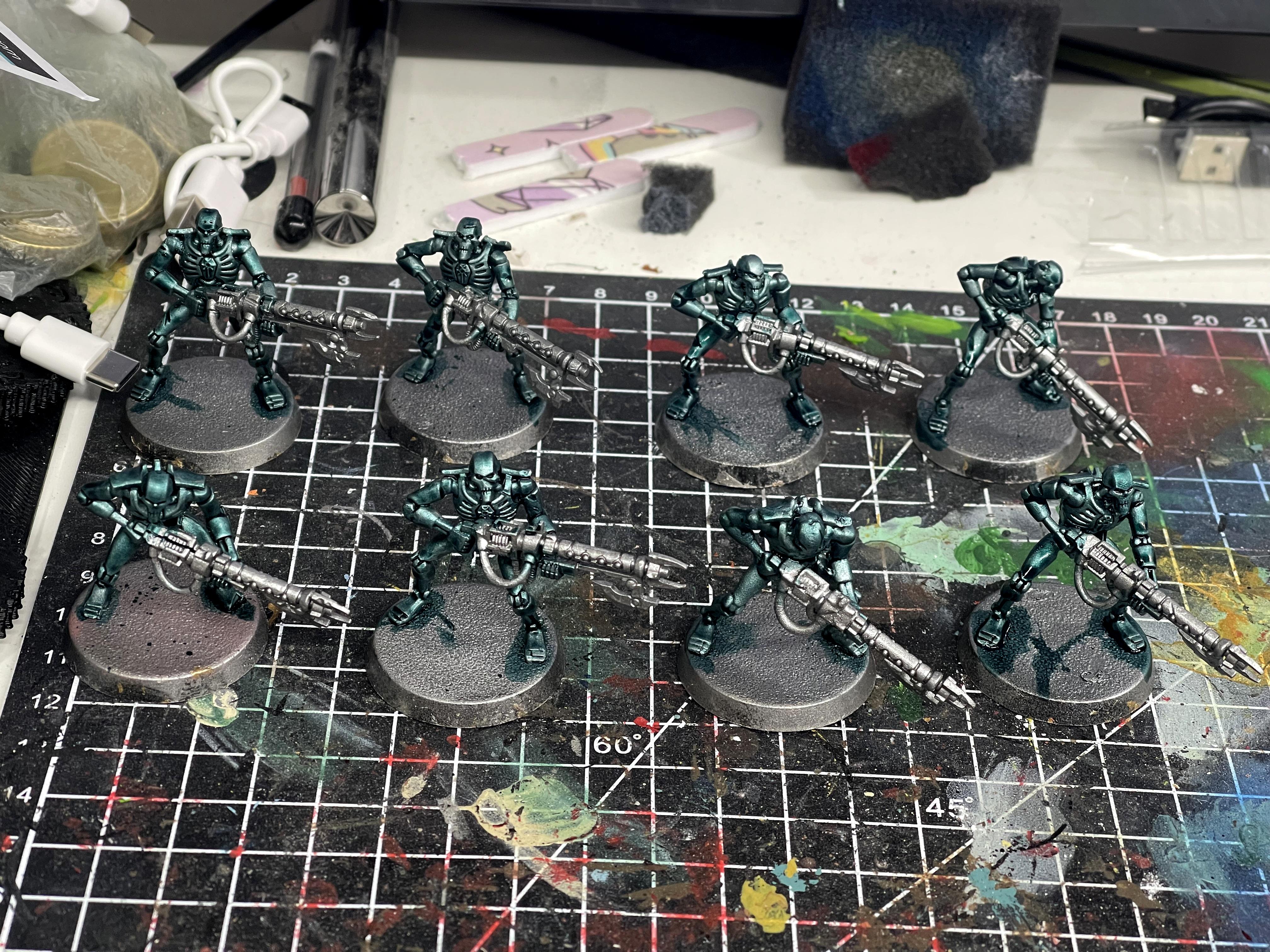 Necron Warriors, Necrons, Warhammer 40,000, Work In Progress