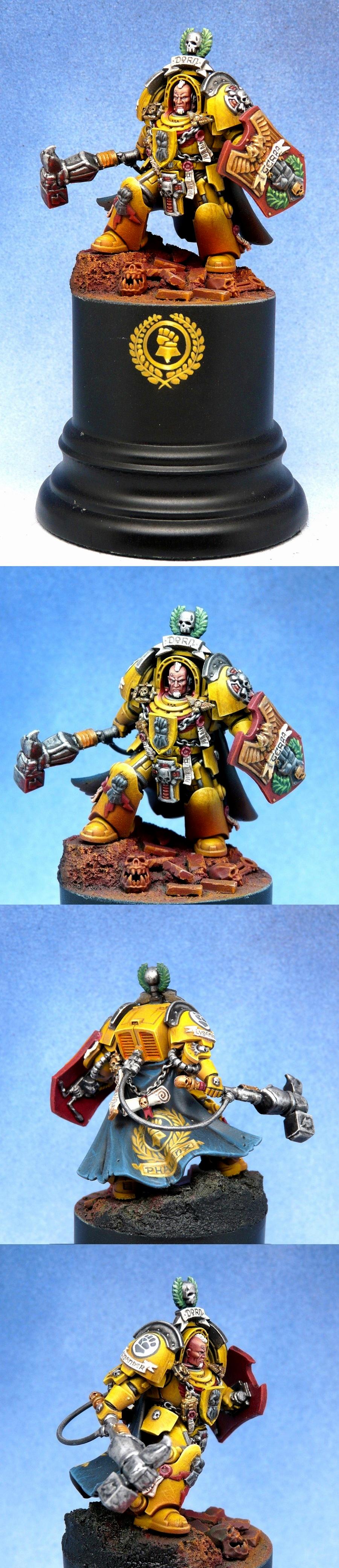 Adeptus Astartes, Captain, Darnath Lysander, Freehand, Imperial Fists, Kitbash, Object Source Lighting, Primaris, Space Marines, Terminator Armor