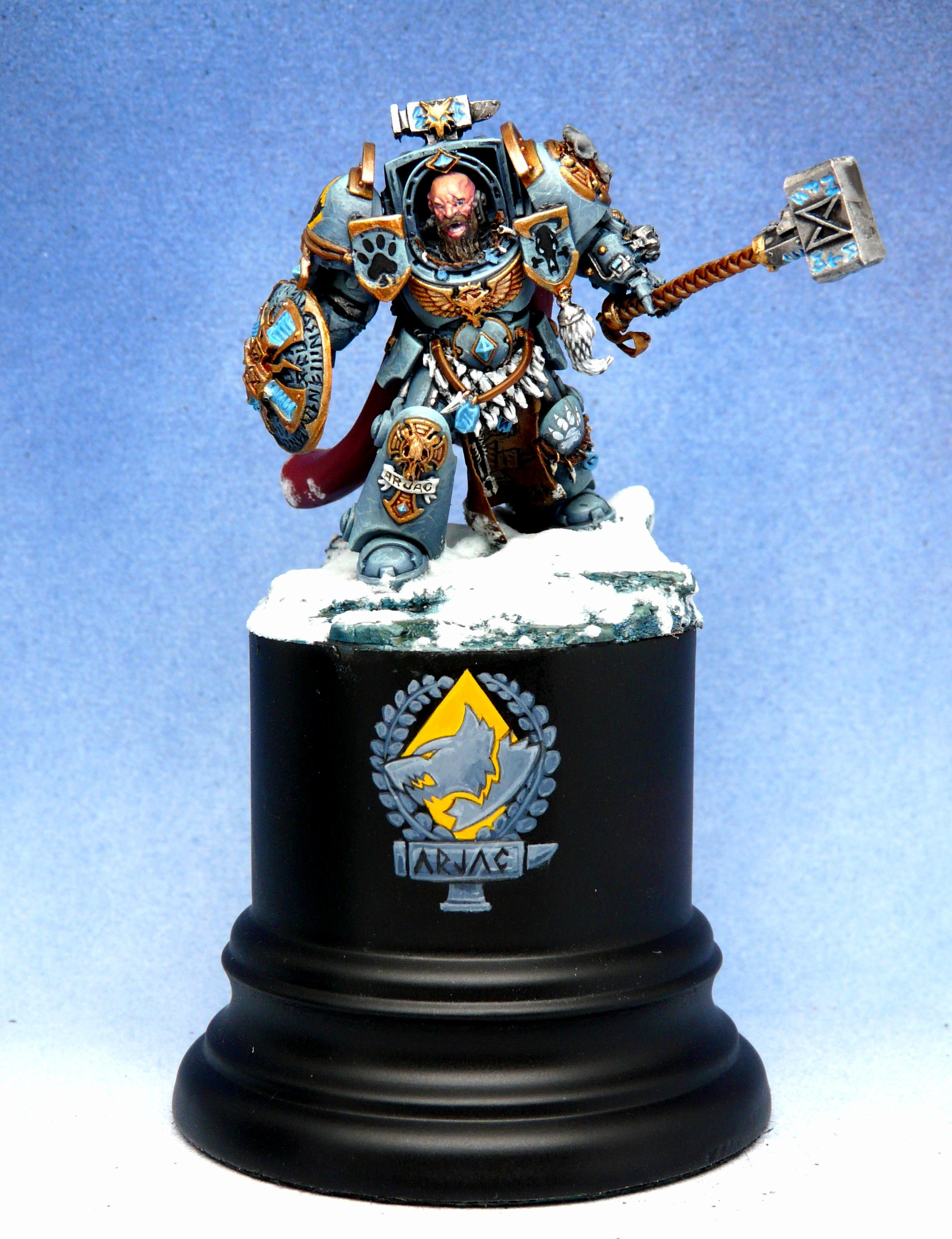 Adeptus Astartes, Arjac Rockfist, Freehand, Kitbash, Primaris, Space Marines, Space Wolves, Wolf Guard, Wolfguard