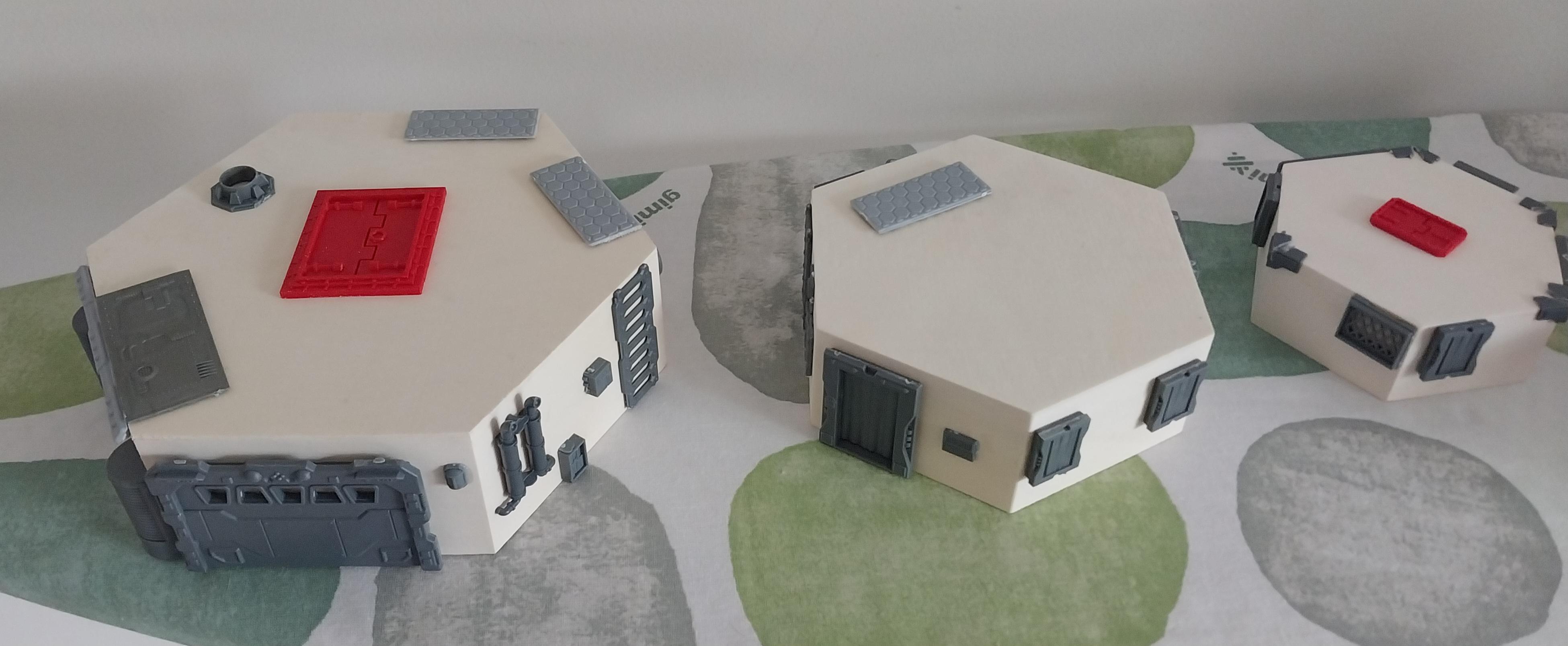 Bunker, Hexagon, Medge, Spaceport, Stacking, Terrain, Warehouse