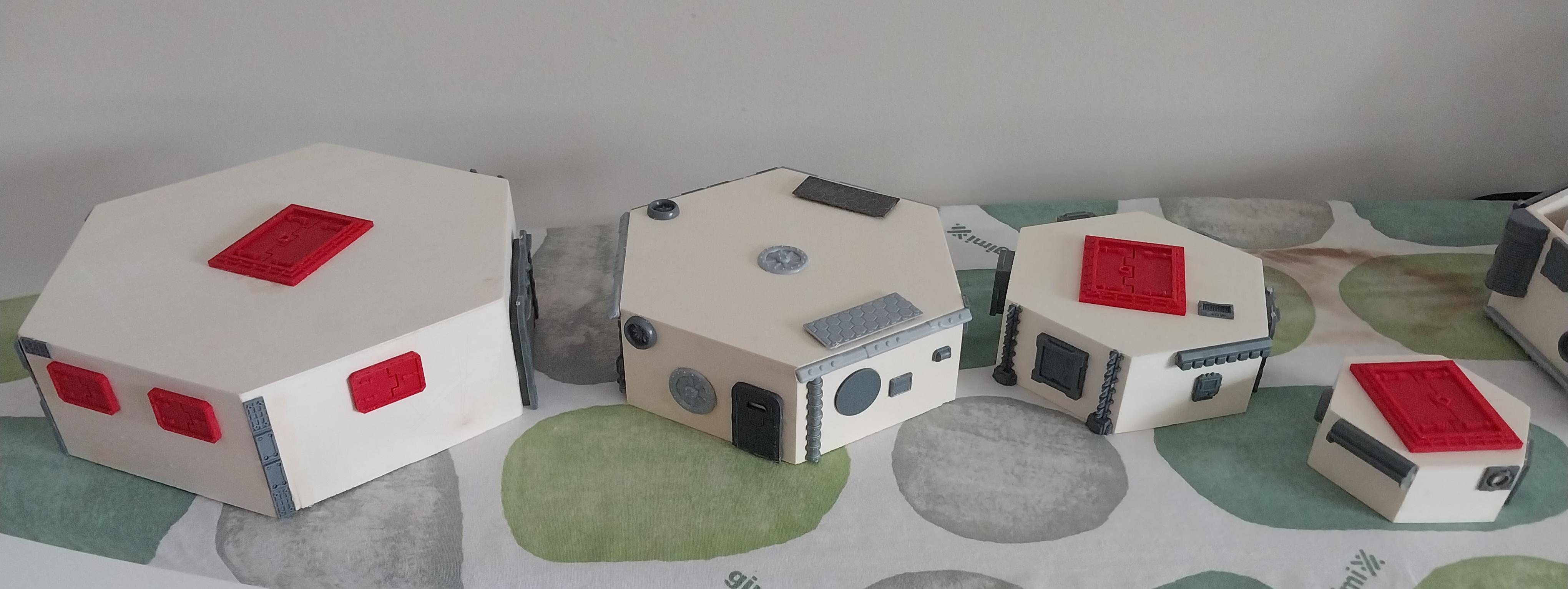 Bunker, Hexagon, Medge, Spaceport, Stacking, Terrain, Warehouse