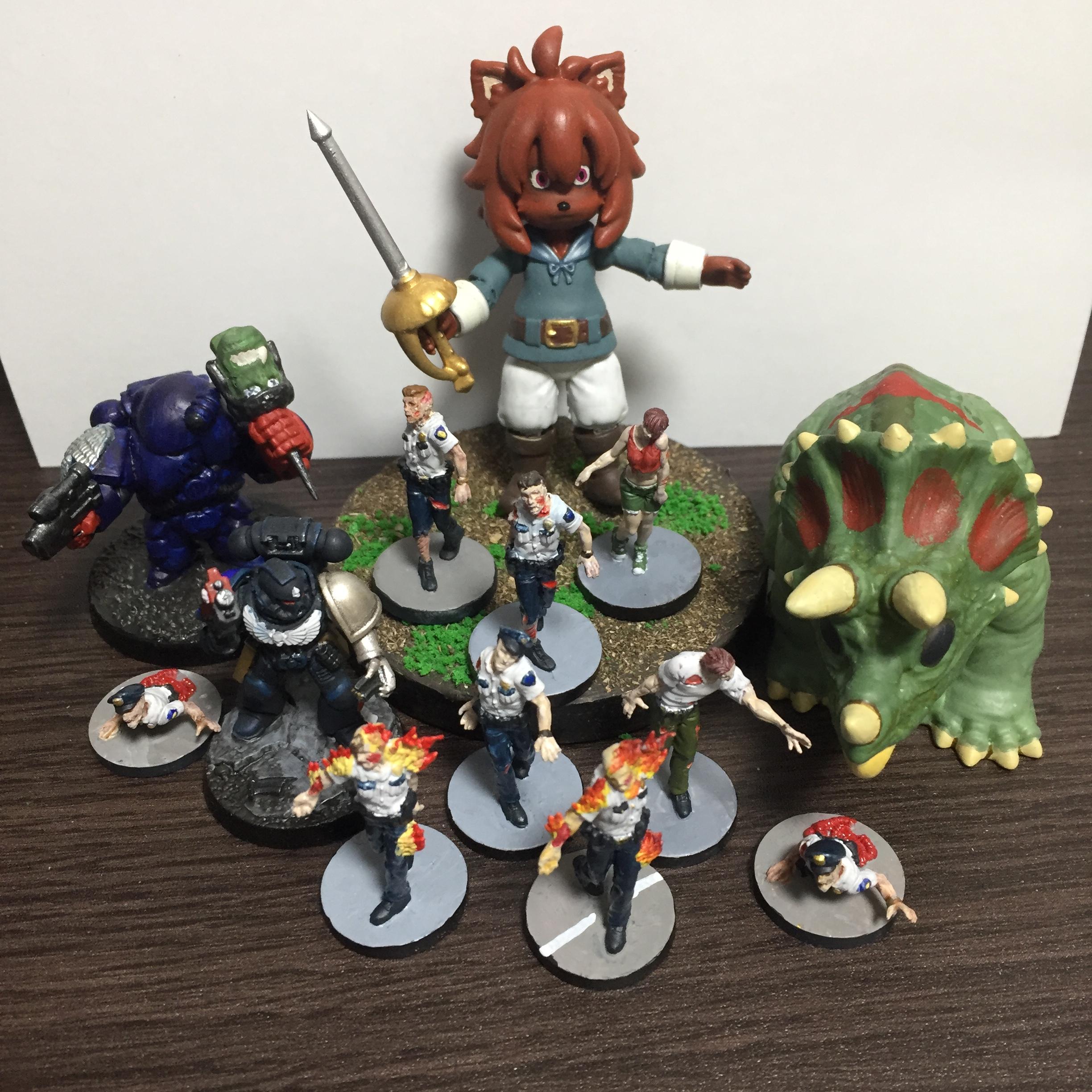 Boardgame, Chibi, Gashapon, Police, Repaint, Space Marines, Toy, Zombie