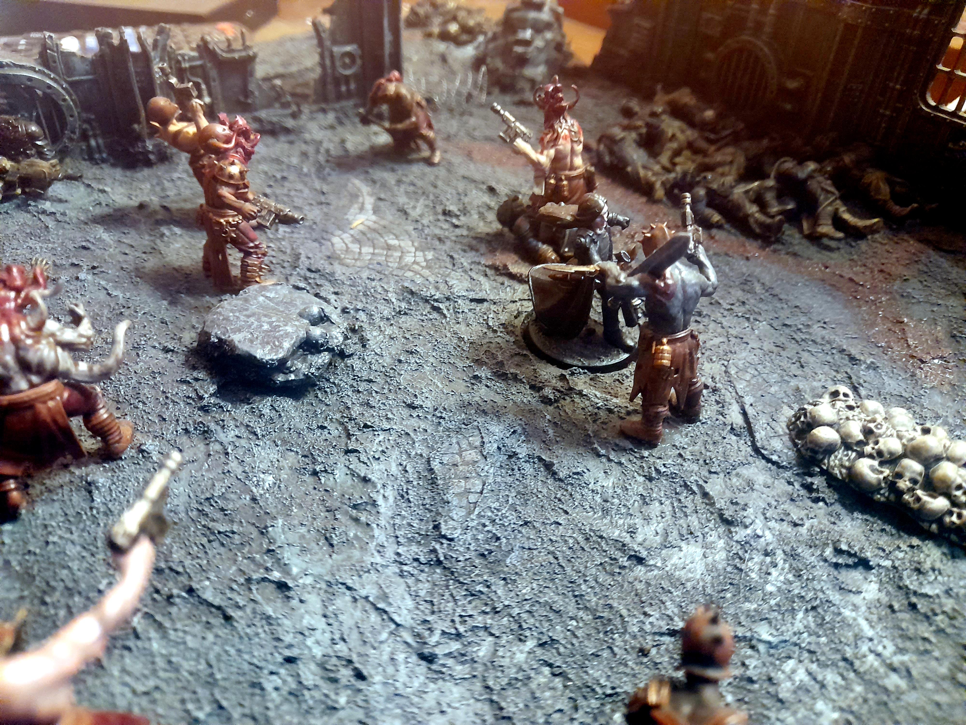 Action, Adelana Helgen, Attack, Attelus Kaltos, Battlezone, Chaos, Cultists, Dark Heresy, Death Korps of Krieg, Diorama, Grimdark, Inquisition, Ordo Hereticus, Secret War, Skirmish, War, Warhammer 40,000, Warzone
