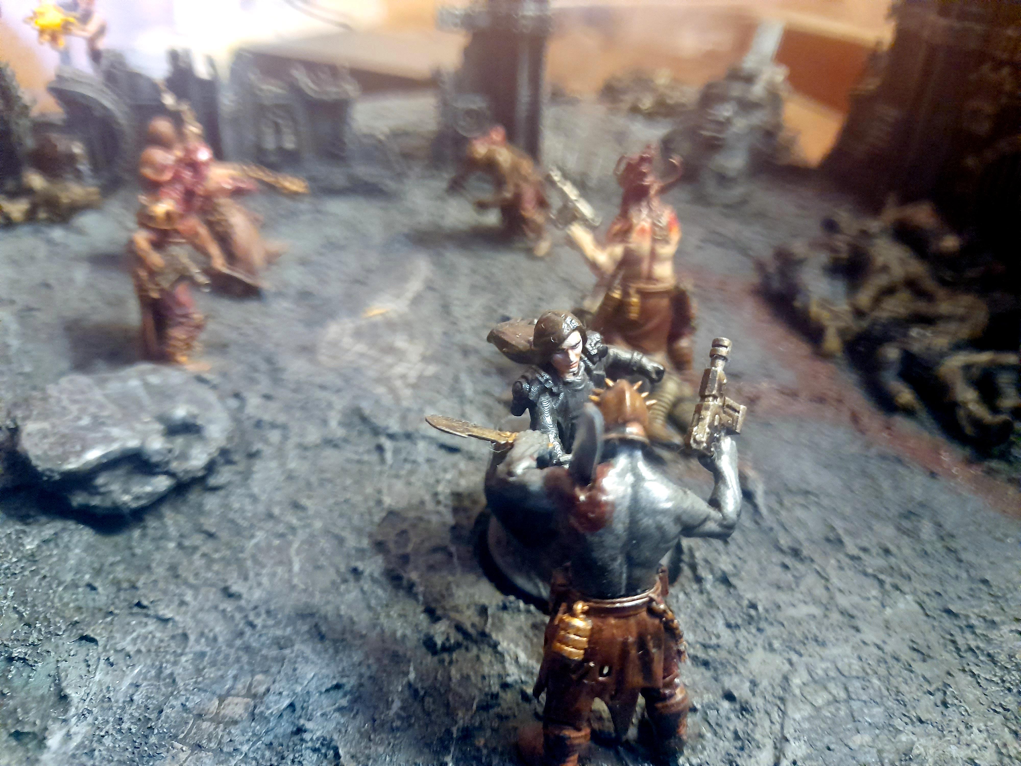 Action, Adelana Helgen, Attack, Attelus Kaltos, Battlezone, Chaos, Cultists, Dark Heresy, Death Korps of Krieg, Diorama, Grimdark, Inquisition, Ordo Hereticus, Secret War, Skirmish, War, Warhammer 40,000, Warzone