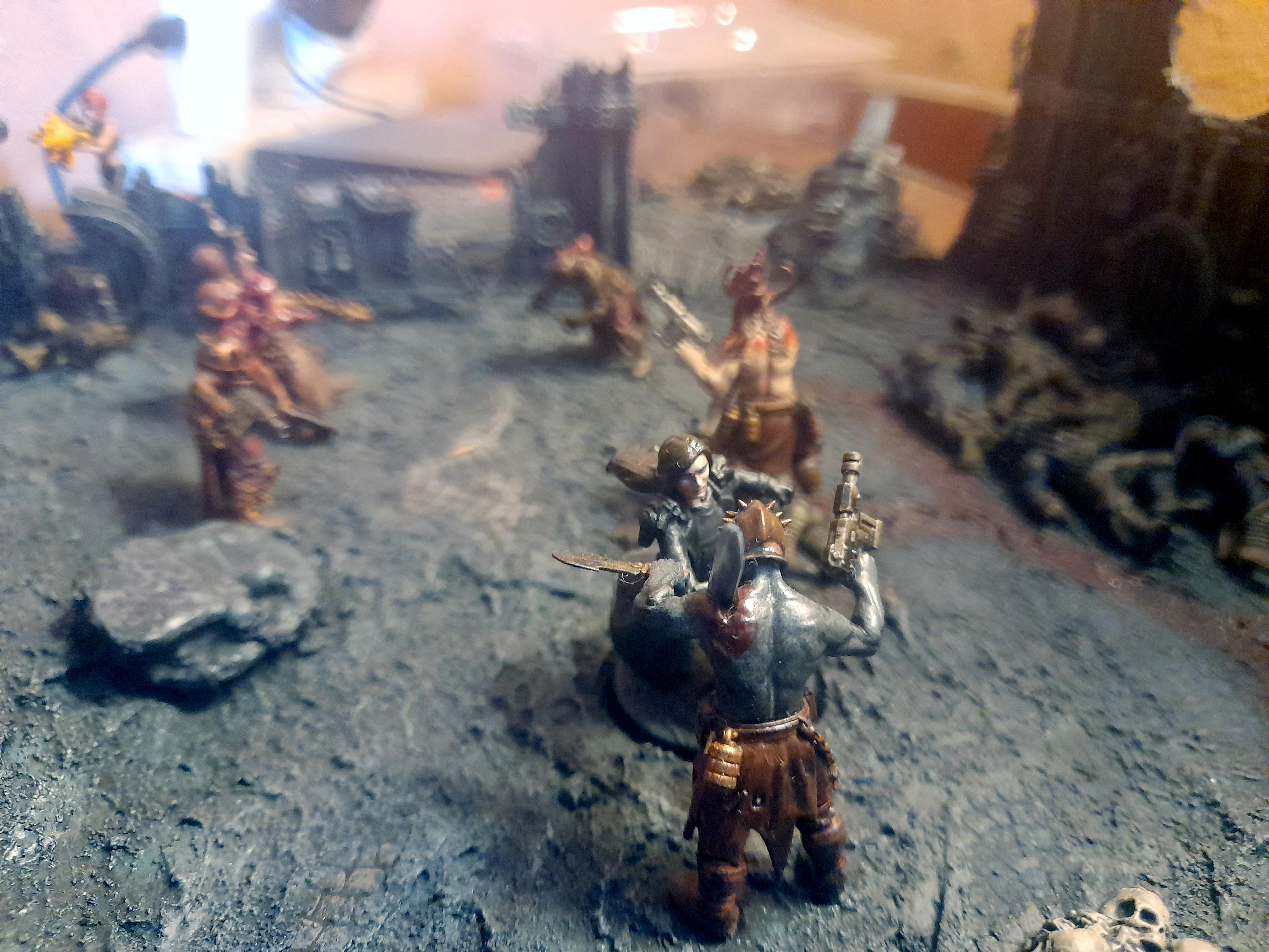 Action, Adelana Helgen, Attack, Attelus Kaltos, Battlezone, Chaos, Cultists, Dark Heresy, Death Korps of Krieg, Diorama, Grimdark, Inquisition, Ordo Hereticus, Secret War, Skirmish, War, Warhammer 40,000, Warzone