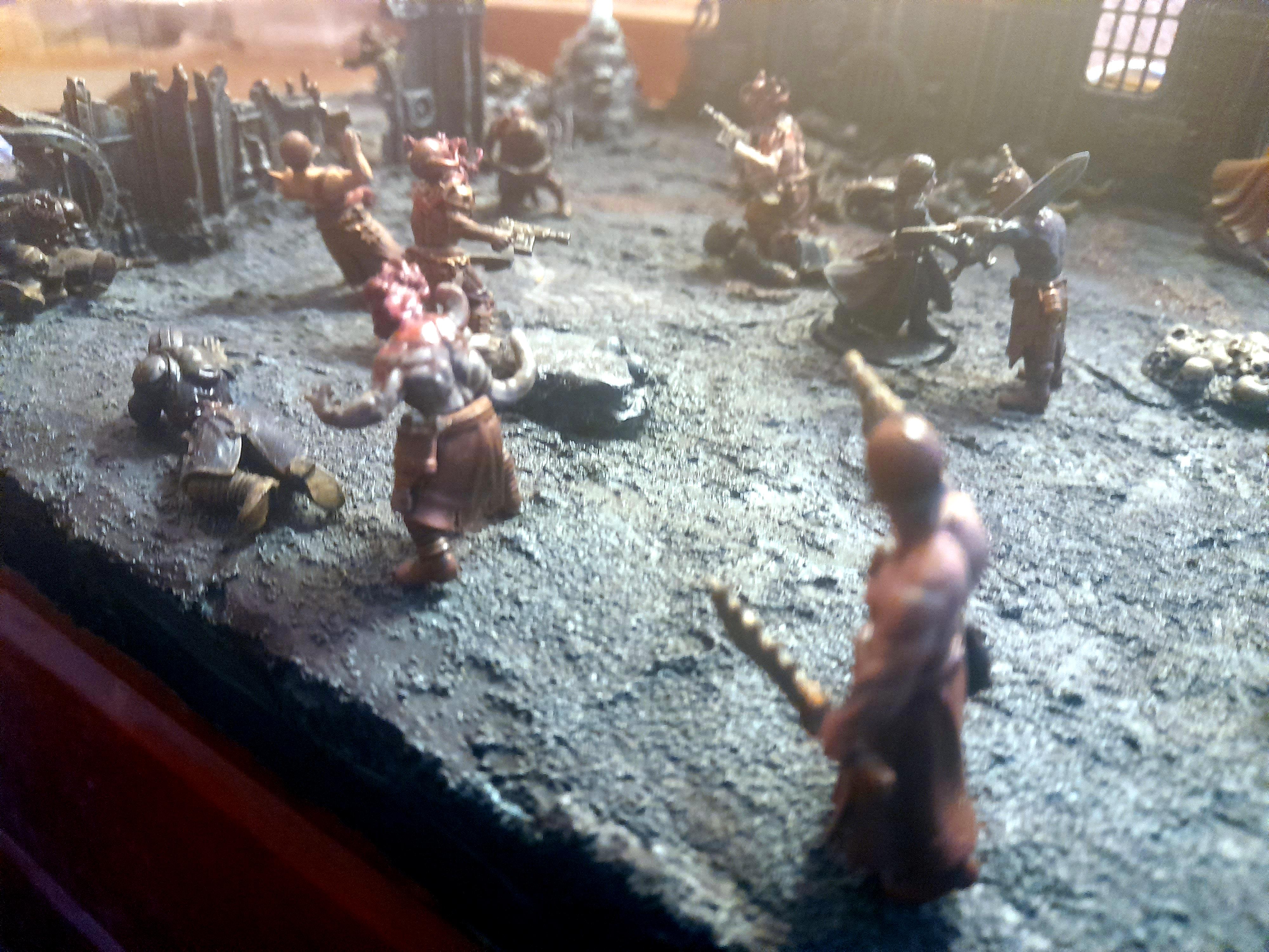 Action, Adelana Helgen, Attack, Attelus Kaltos, Battlezone, Chaos, Cultists, Dark Heresy, Death Korps of Krieg, Diorama, Grimdark, Inquisition, Ordo Hereticus, Secret War, Skirmish, War, Warhammer 40,000, Warzone