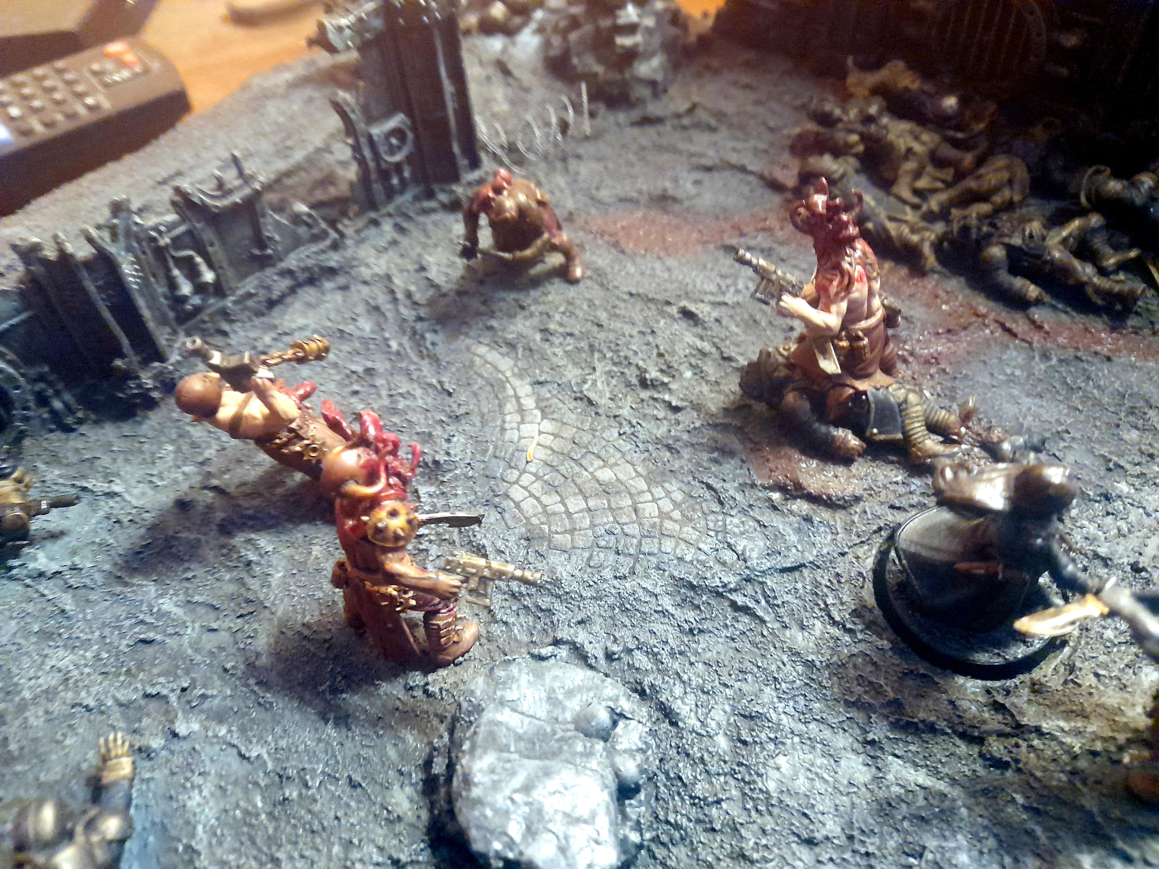Action, Adelana Helgen, Attack, Attelus Kaltos, Battlezone, Chaos, Cultists, Dark Heresy, Death Korps of Krieg, Diorama, Grimdark, Inquisition, Ordo Hereticus, Secret War, Skirmish, War, Warhammer 40,000, Warzone