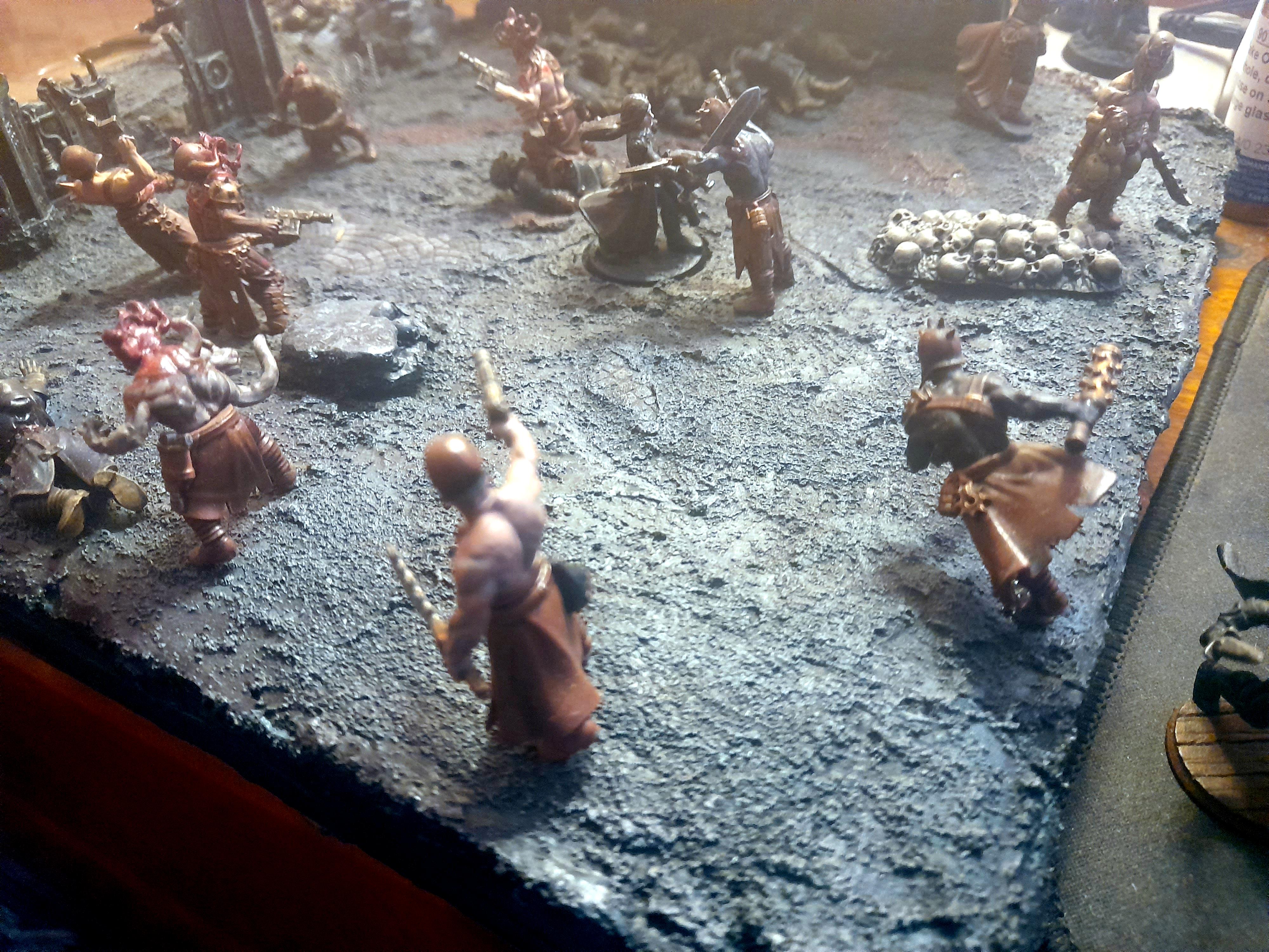 Action, Adelana Helgen, Attack, Attelus Kaltos, Battlezone, Chaos, Cultists, Dark Heresy, Death Korps of Krieg, Diorama, Grimdark, Inquisition, Ordo Hereticus, Secret War, Skirmish, War, Warhammer 40,000, Warzone