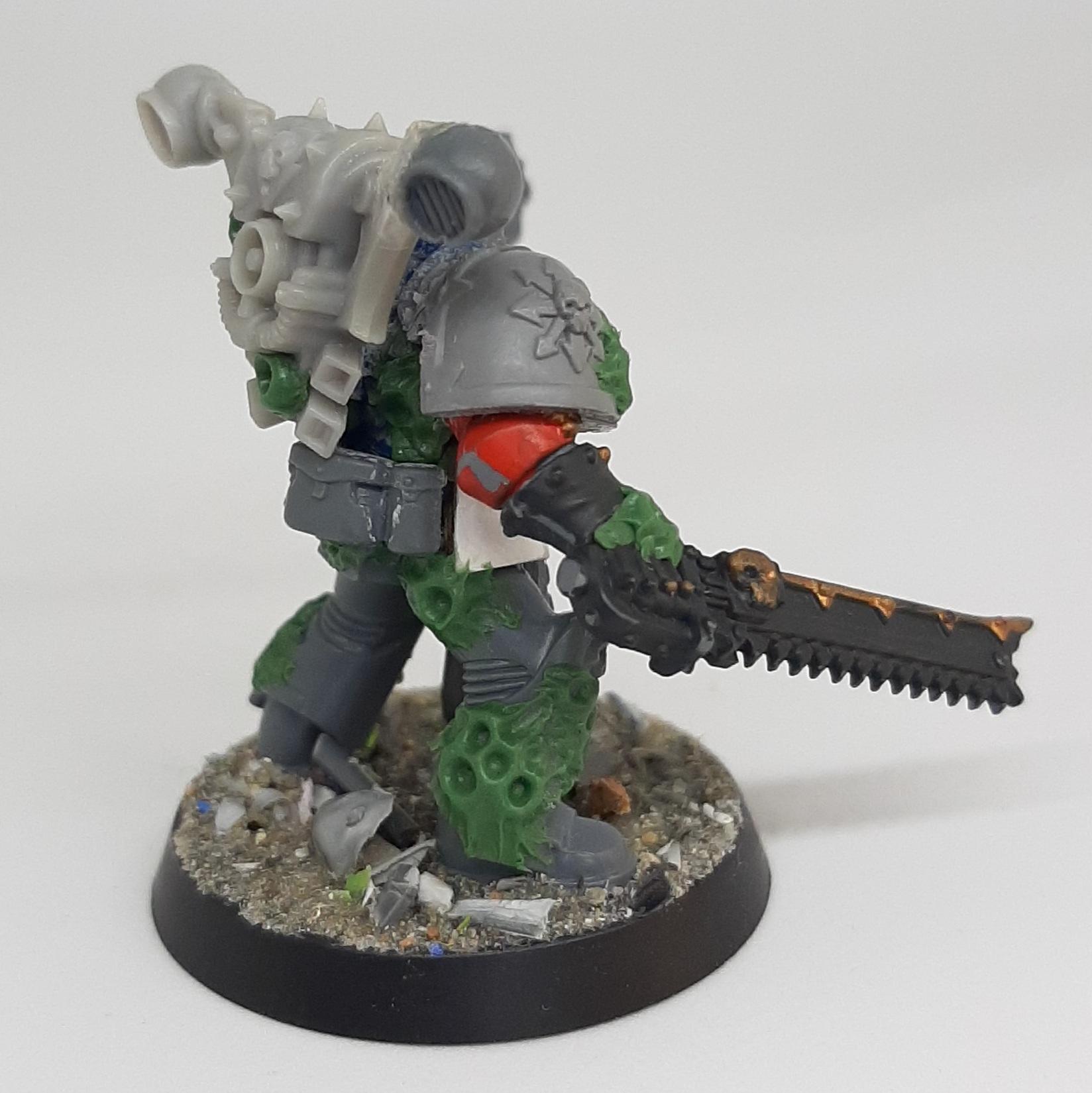 Astartes, Barnacle, Bolter, Boltgun, Chainaxe, Chainsword, Chaos, Conversion, Death Guard, Kitbash, Nurgle, Plague, Sculpting, Space, Space Marines, Squad