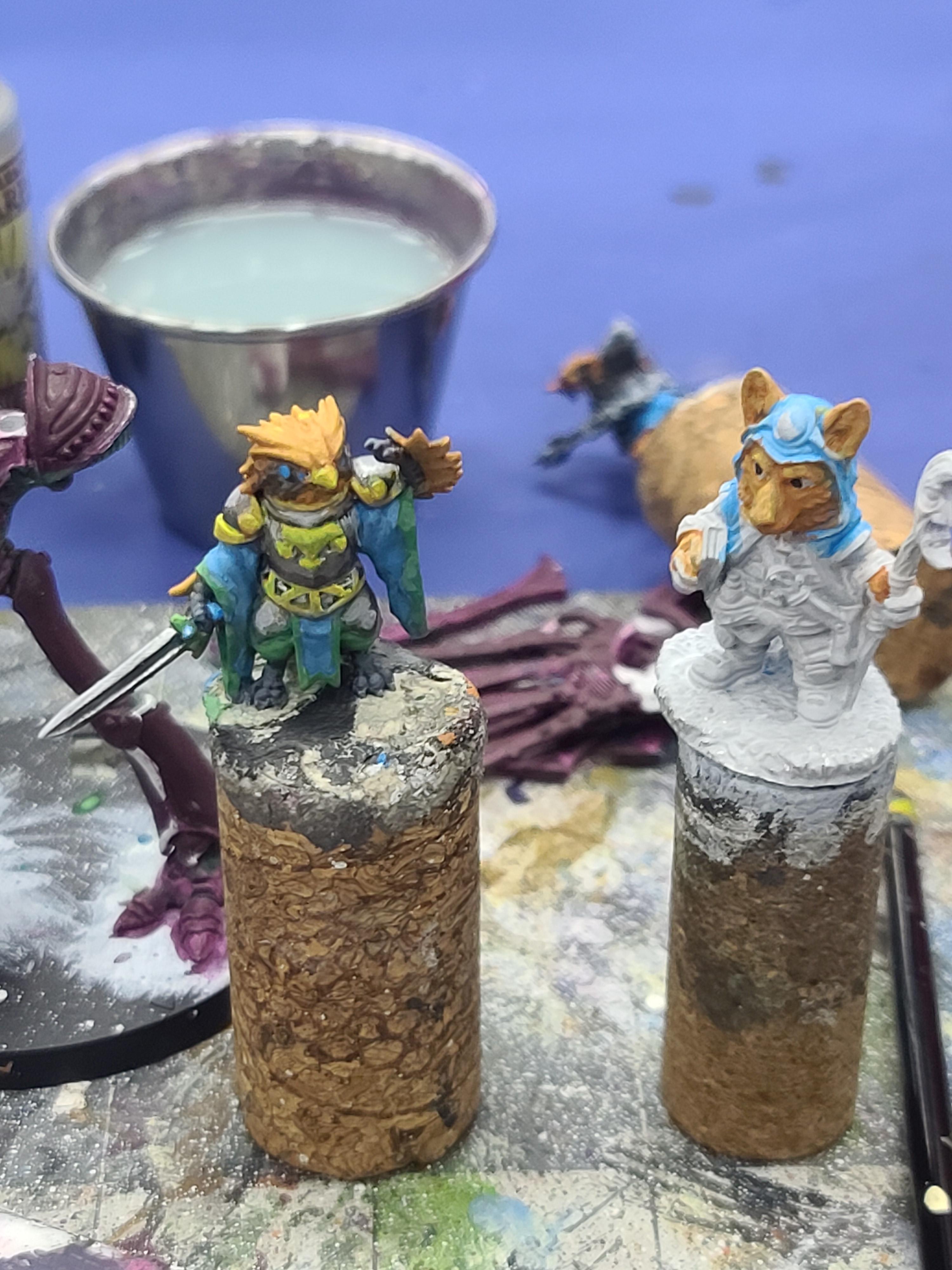 3d Print, Animal Adventurers, C Van Patten, Corgi Wizard, Dark Sword Miniatures, Dungeons And Dragons, Owl, Unknown Printer, Unknown Sculptor