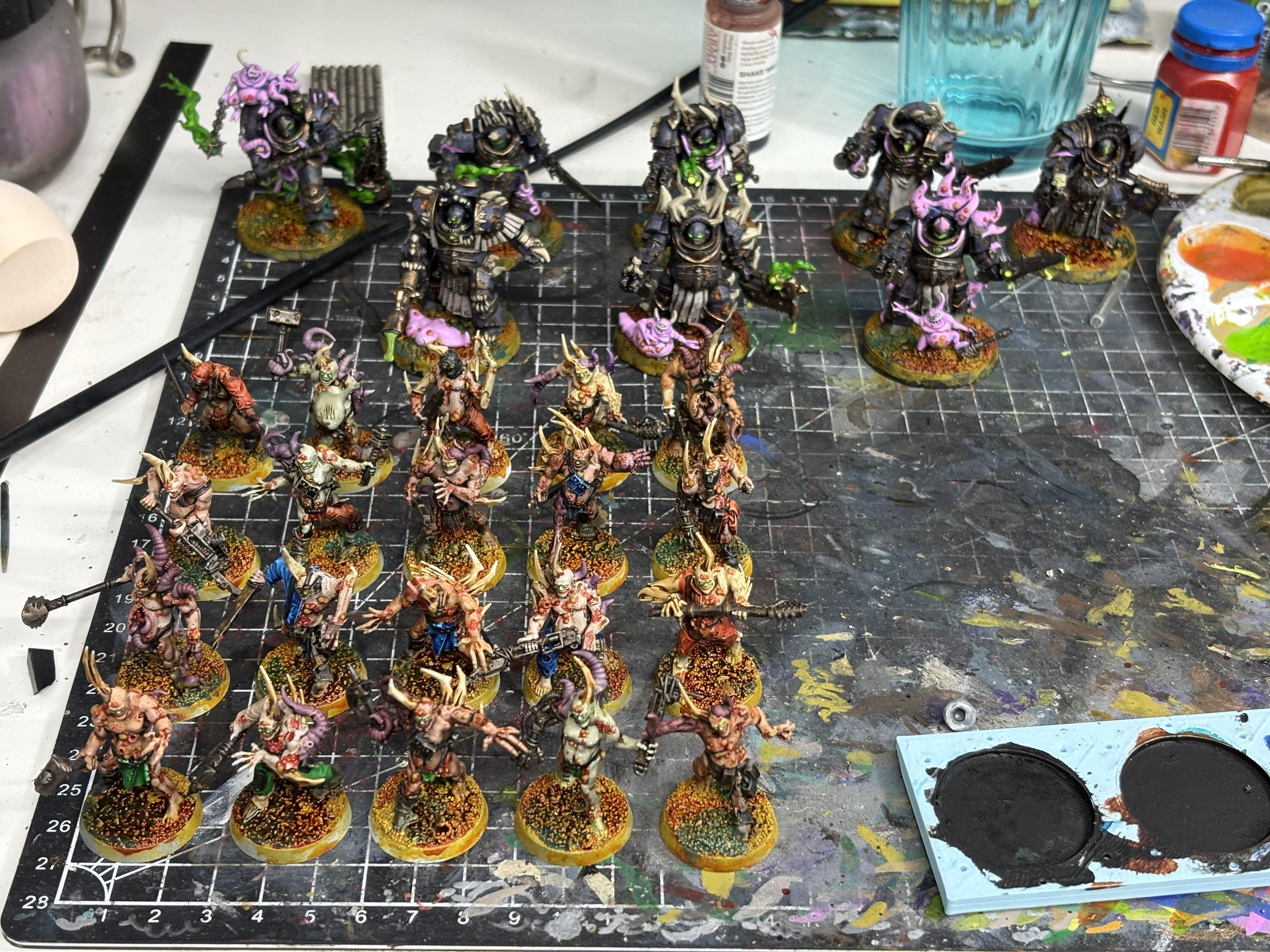 Blightlord Terminators, Blightlords, Chaos Space Marines, Death Guard, Plague Marines, Poxwalkers, Space Marines, Terminator Armor, Warhammer 40,000, Work In Progress
