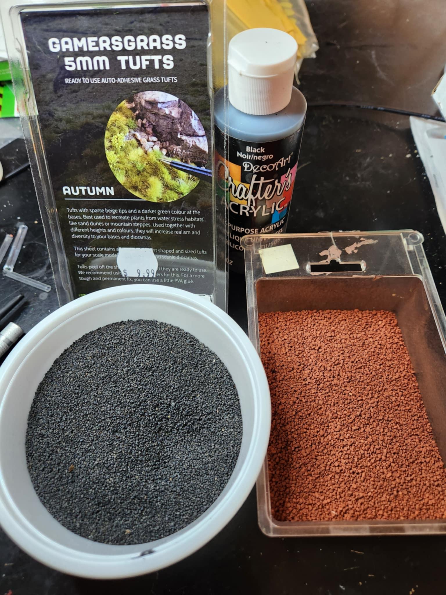 Various basing materials for Ultramarines army