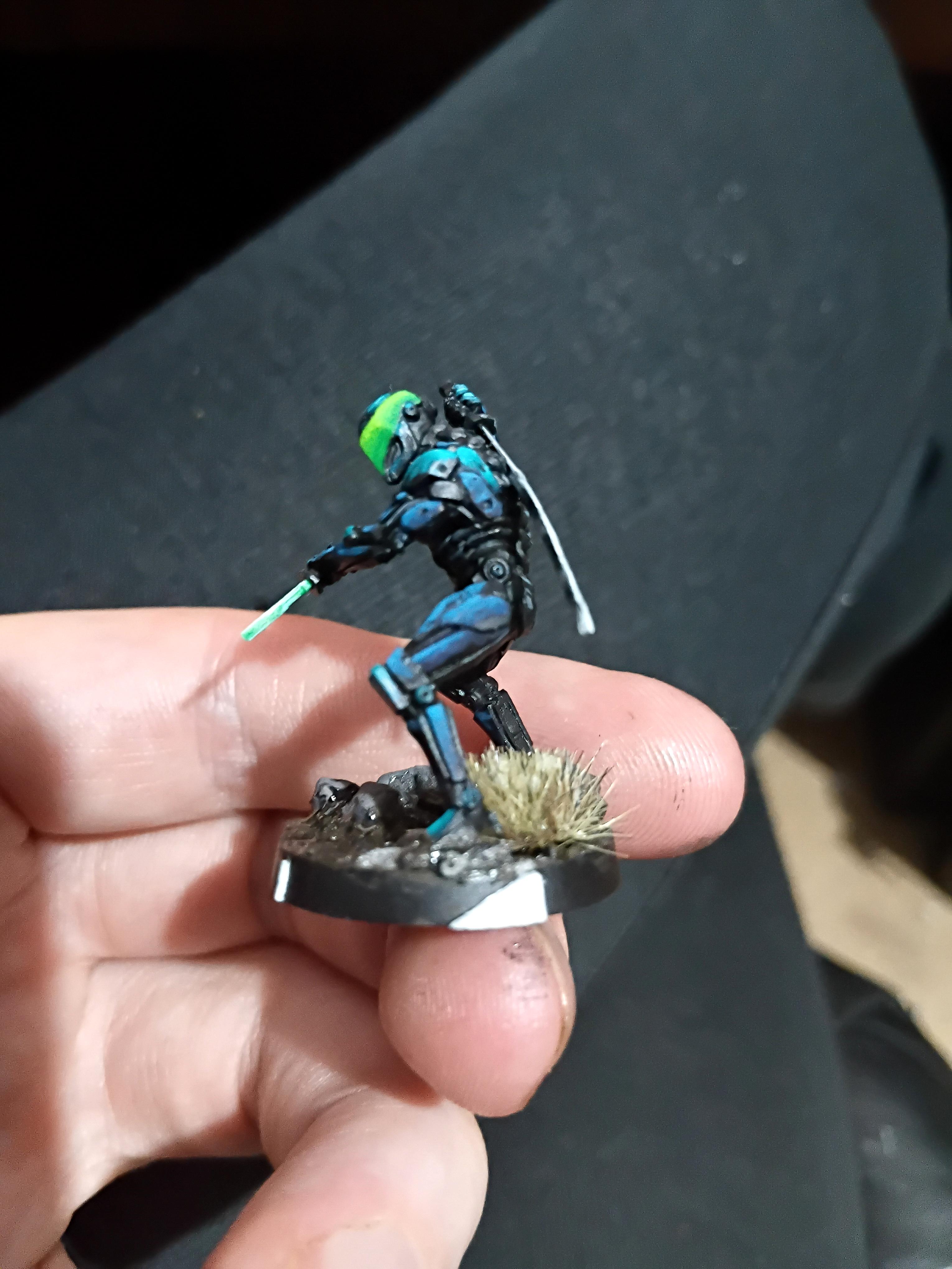 Assassin, Azakir, Badass, Cyberpunk, Dual Wielding, Infiltration Suit, Killer, Mini, Miniature, Novel, Oc, Sci Fi, Science Fiction, Stealth Suit, Swordsman