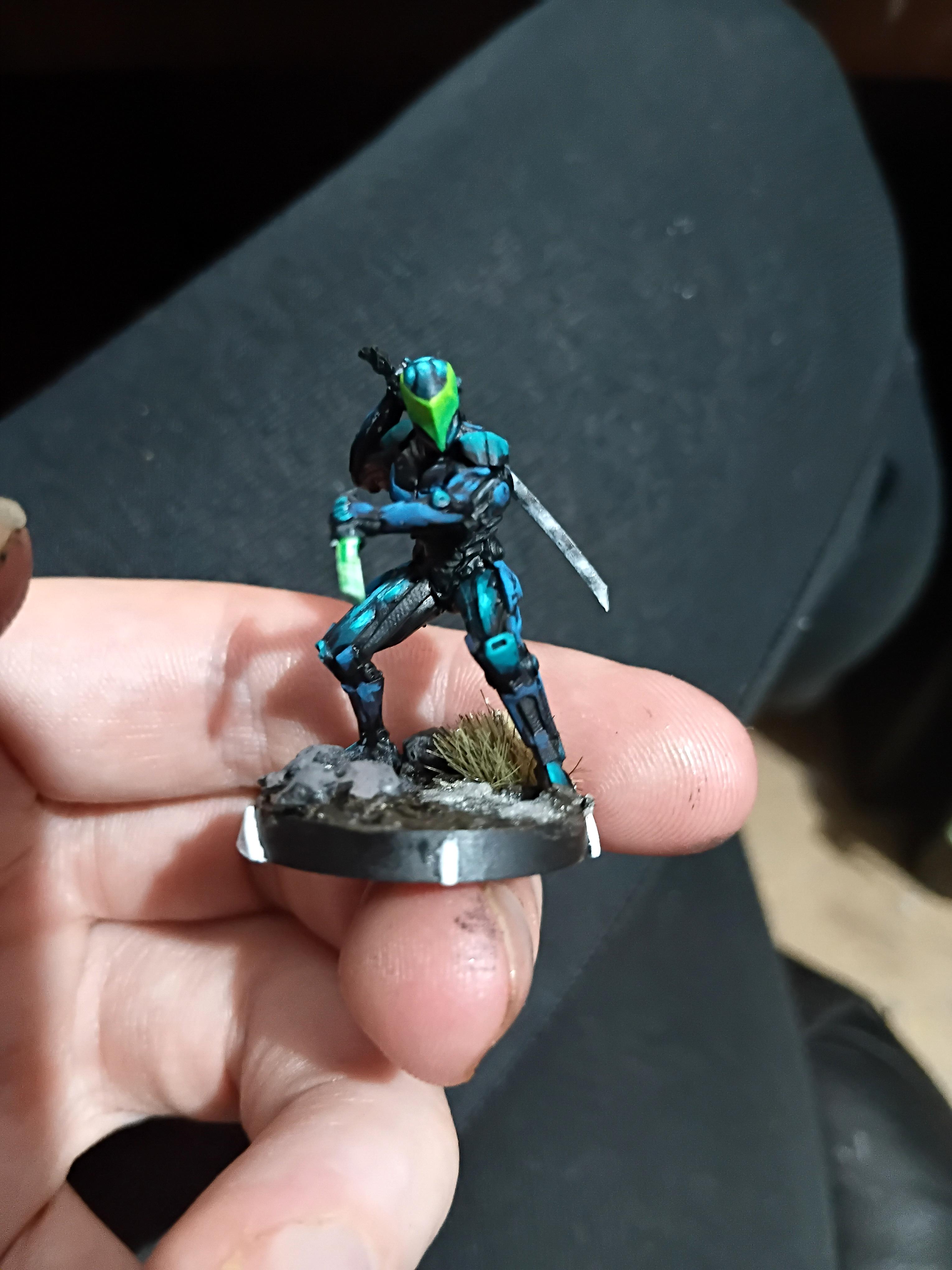 Assassin, Azakir, Badass, Cyberpunk, Dual Wielding, Infiltration Suit, Killer, Mini, Miniature, Novel, Oc, Sci Fi, Science Fiction, Stealth Suit, Swordsman