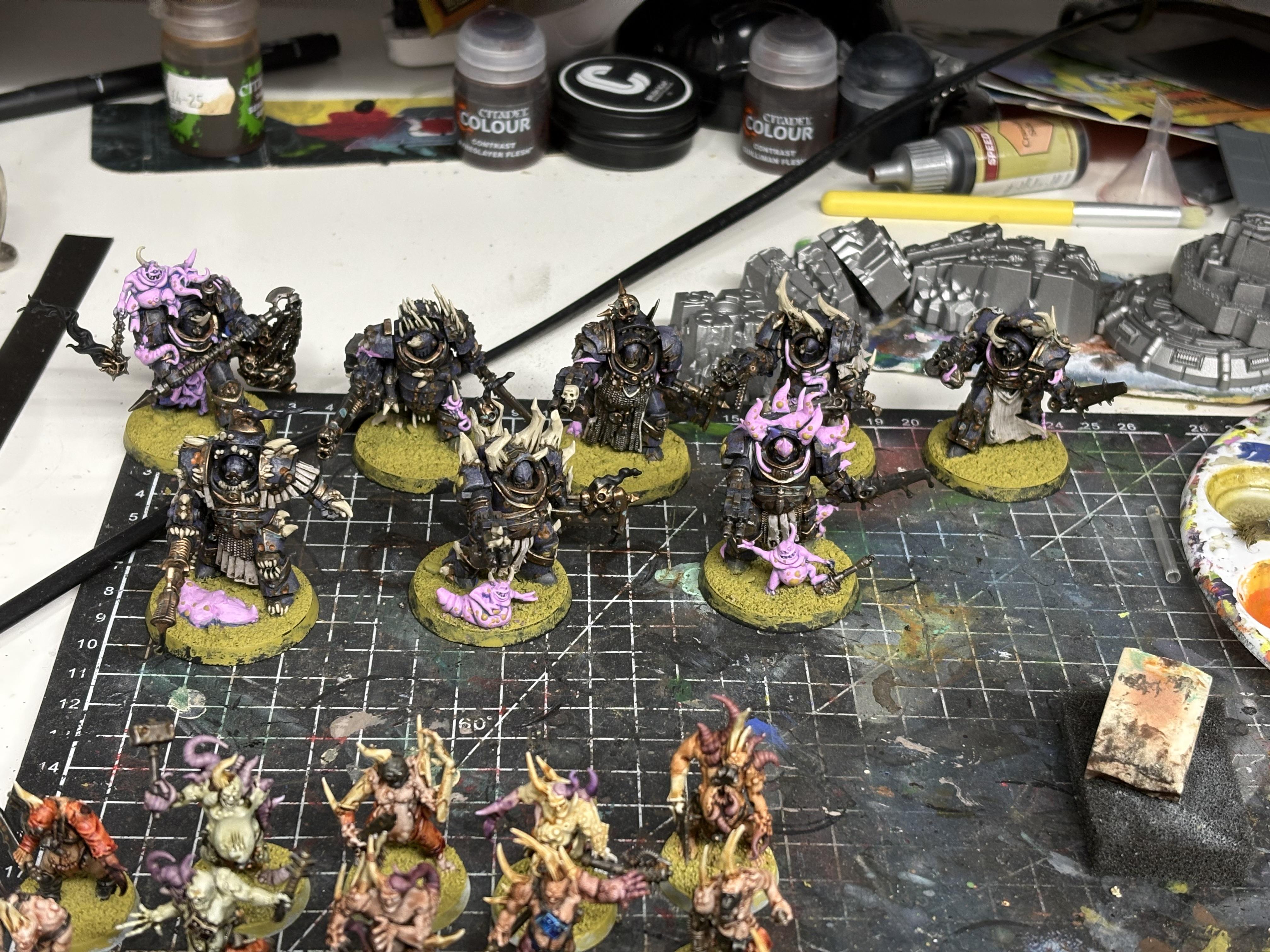 Blightlord Terminators, Blightlords, Chaos Space Marines, Death Guard, Plague Marines, Space Marines, Terminator Armor, Warhammer 40,000, Work In Progress