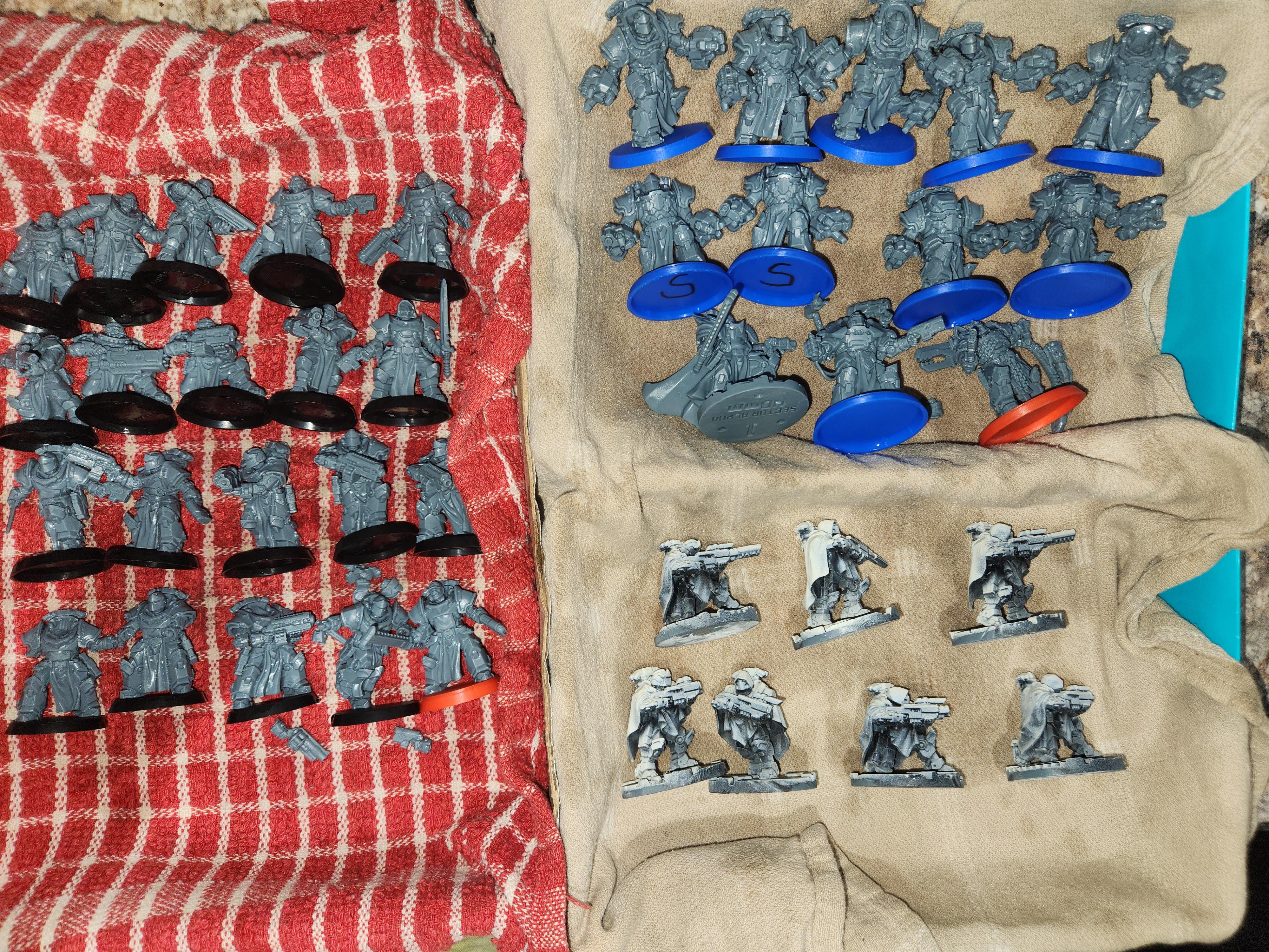After washing, the miniatures were laid out on towels to dry overnight