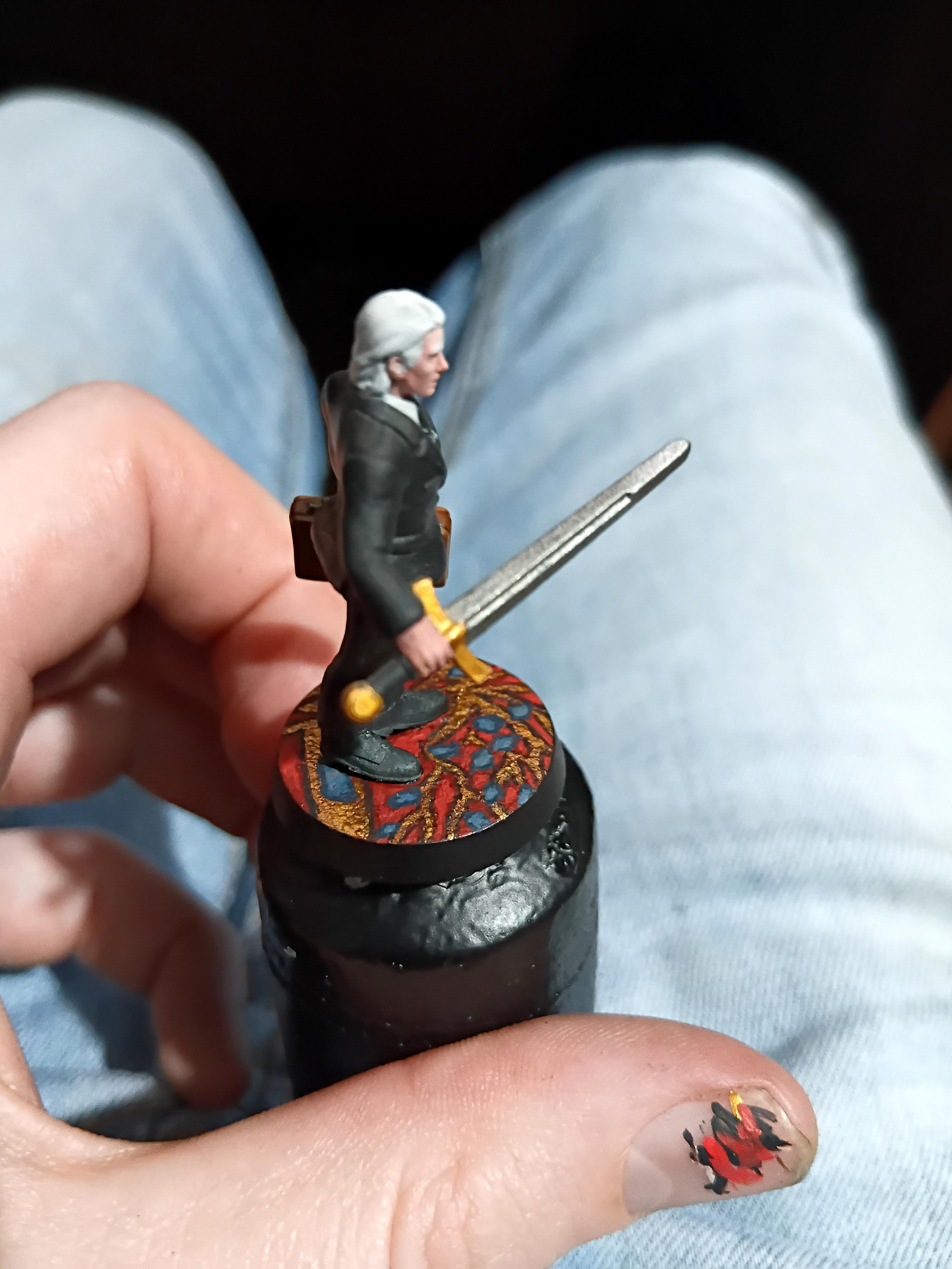 Arken, Badass, Bureaucrat, Carpet, Diesel Punk, Former King, Freehand, Freehanding, Head Hunter, King Prince, Leader, Mini, Miniature, Persian Carpet, Royalty, Swordsman, The Angaran Chronicles, White Hair