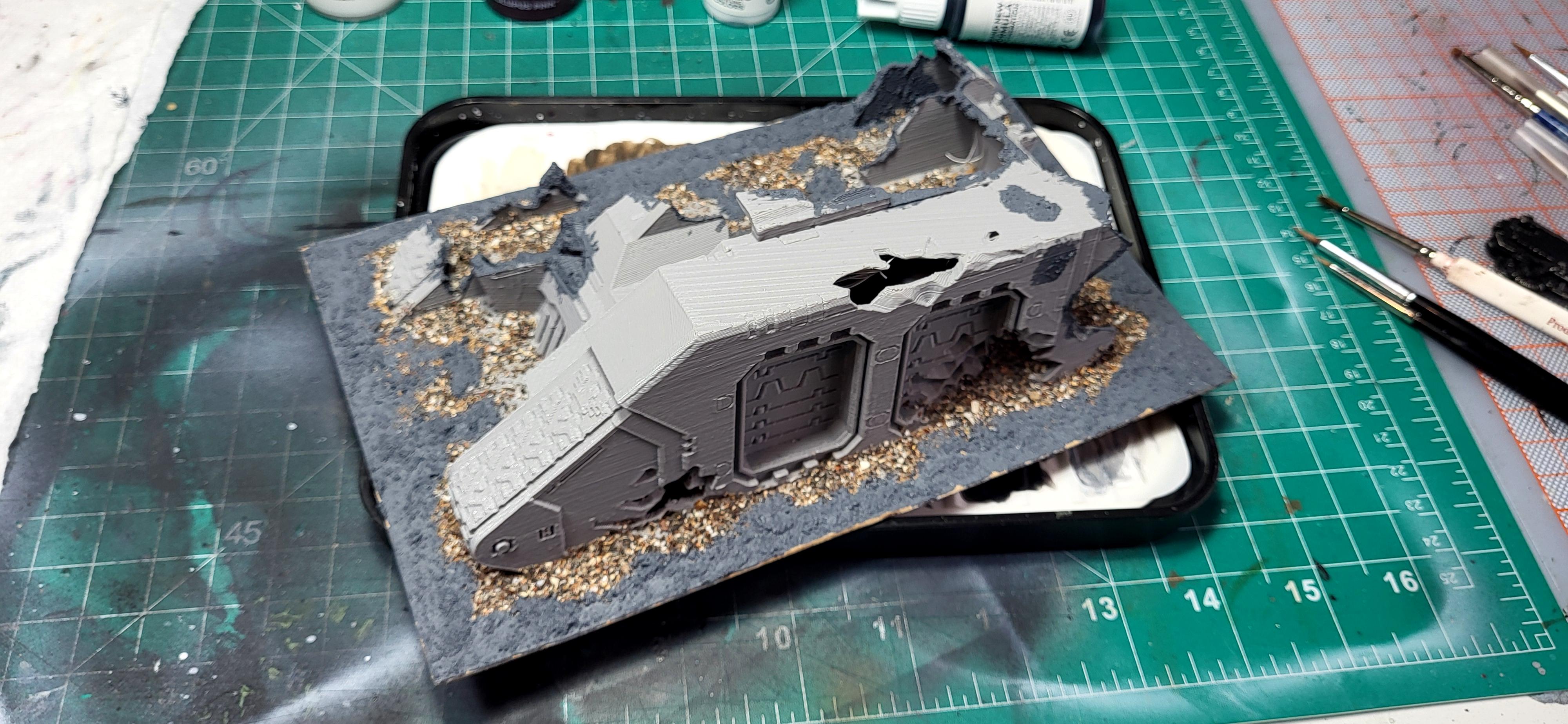 3d Print, Land Raider, Ruin, Terrain, Wreckage