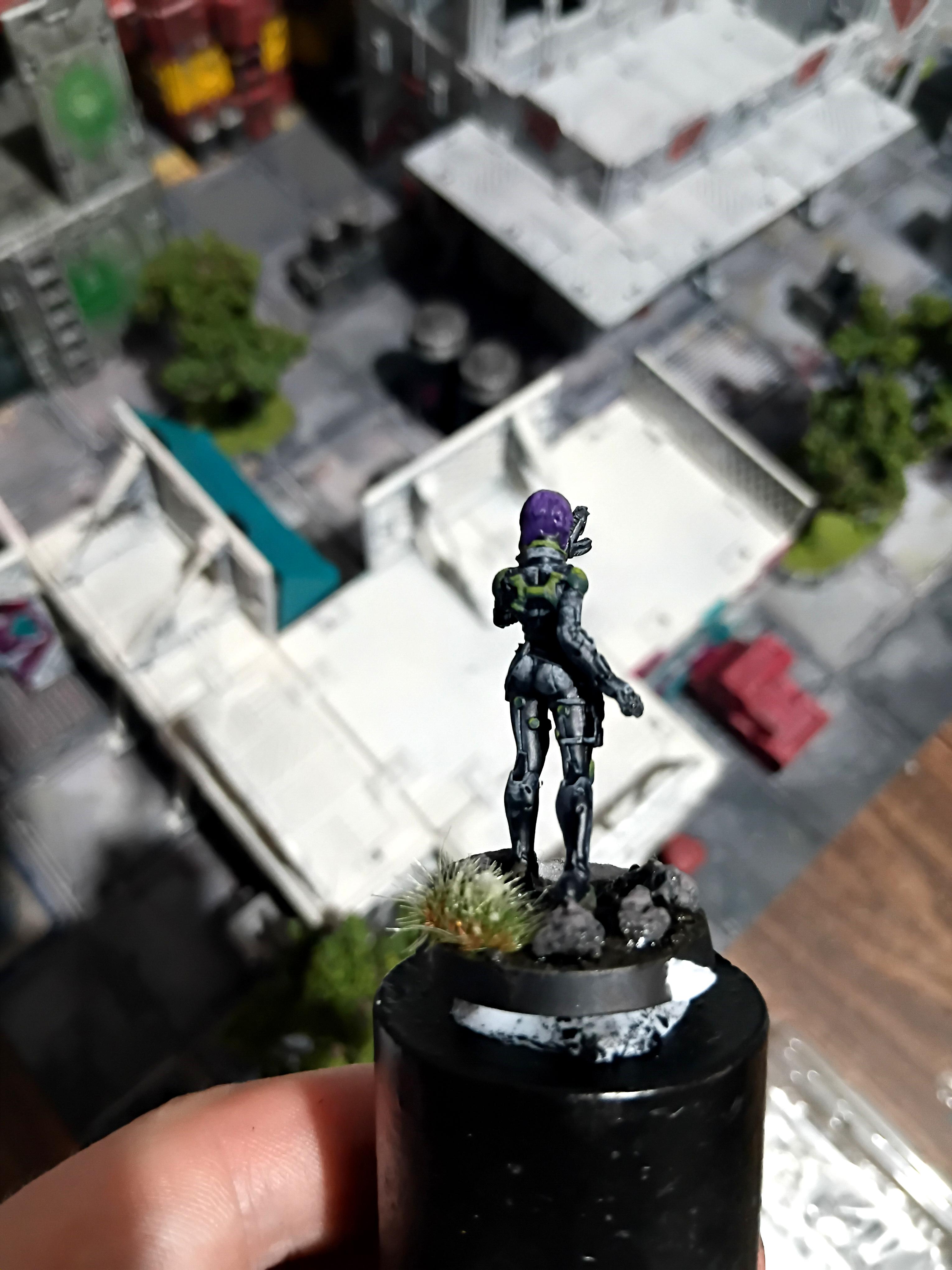 Badass, Catsuit, Ghost In The Shell, Green, Infinity, Japanese Secessionist Army, Jsa, Mini, Miniature, Motoko Kusanagi, Purple Hair, Ryken, Section 9, Submachine Gun, The Major, Unit 9