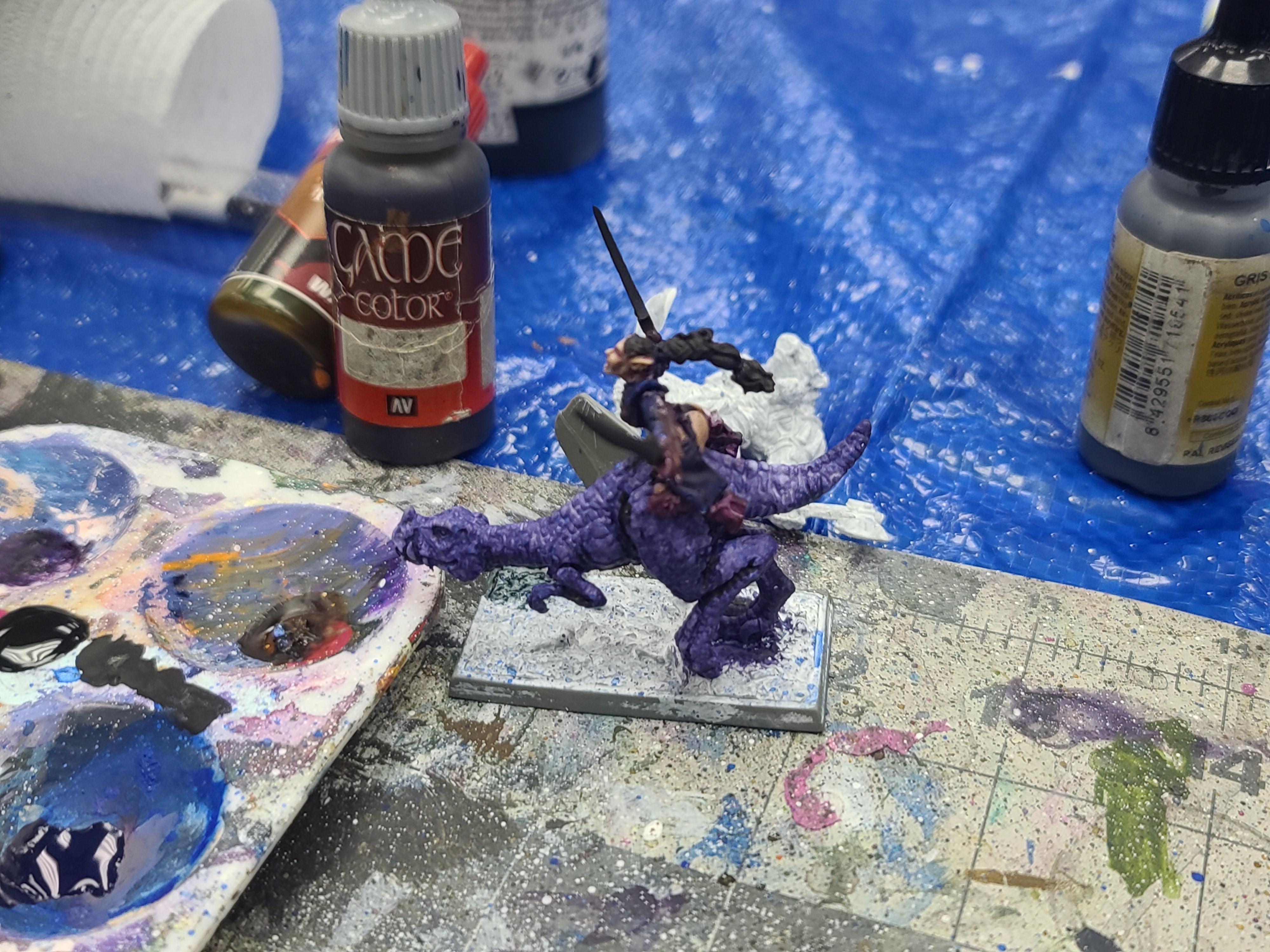 Dark Elves, Lizard Cavalry, Non-Metallic Metal, Reaper Miniatures