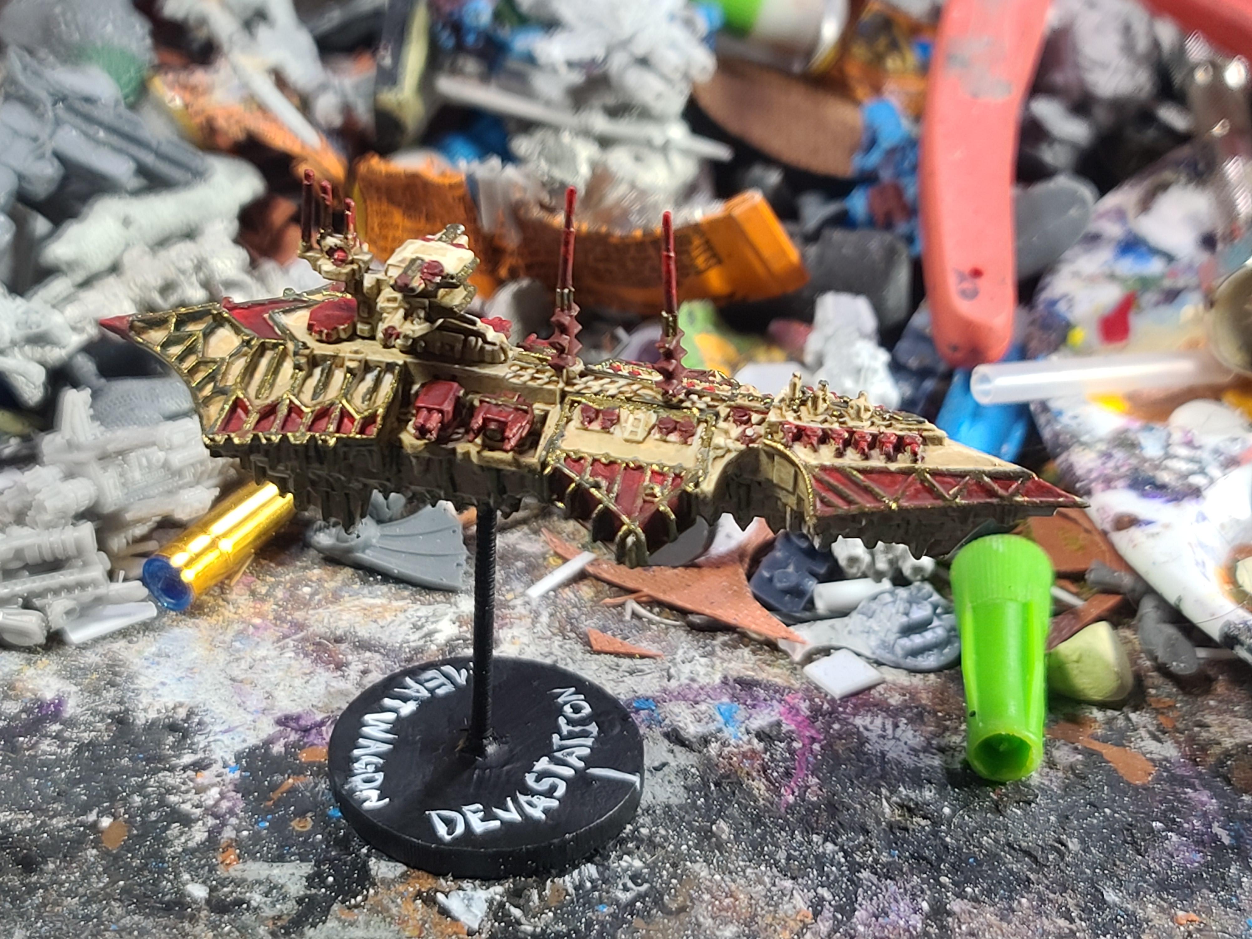 Battlefleet Gothic, Chaos, Cruiser, Devastation, Games Workshop, Plastic, Spaceship