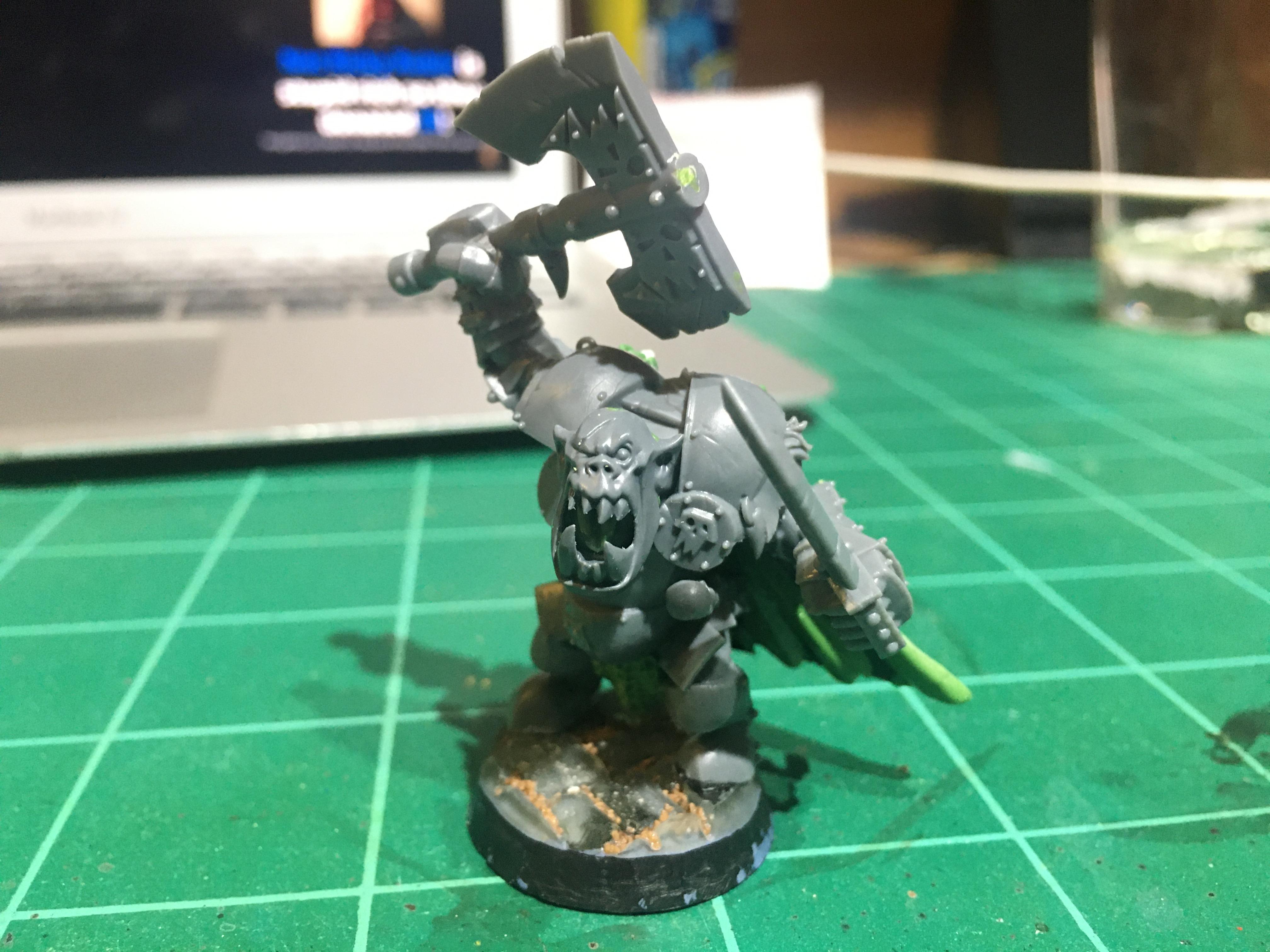 Armor, Axe, Black Orc, Cape, Mordheim, Orcs, Sword, Warboss, Warhammer Fantasy, Warhammer The Old World, Work In Progress