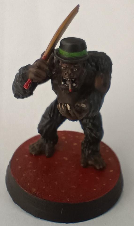 Ape with a cricket bat