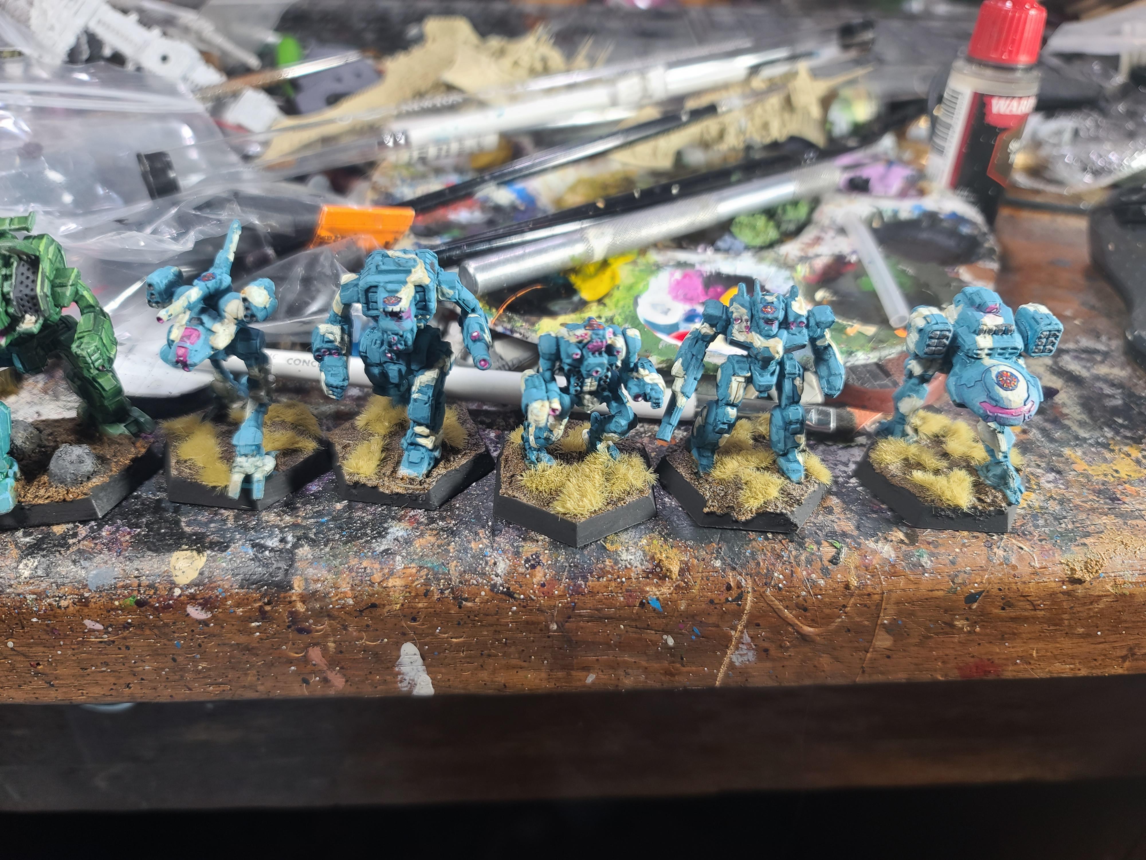 Battletech, Blue Camo, Catalyst Game Labs, Clan Nova Cat, Ice Ferret, Jenner Iic, Locust Iic, Mech, Piranha, Vixen