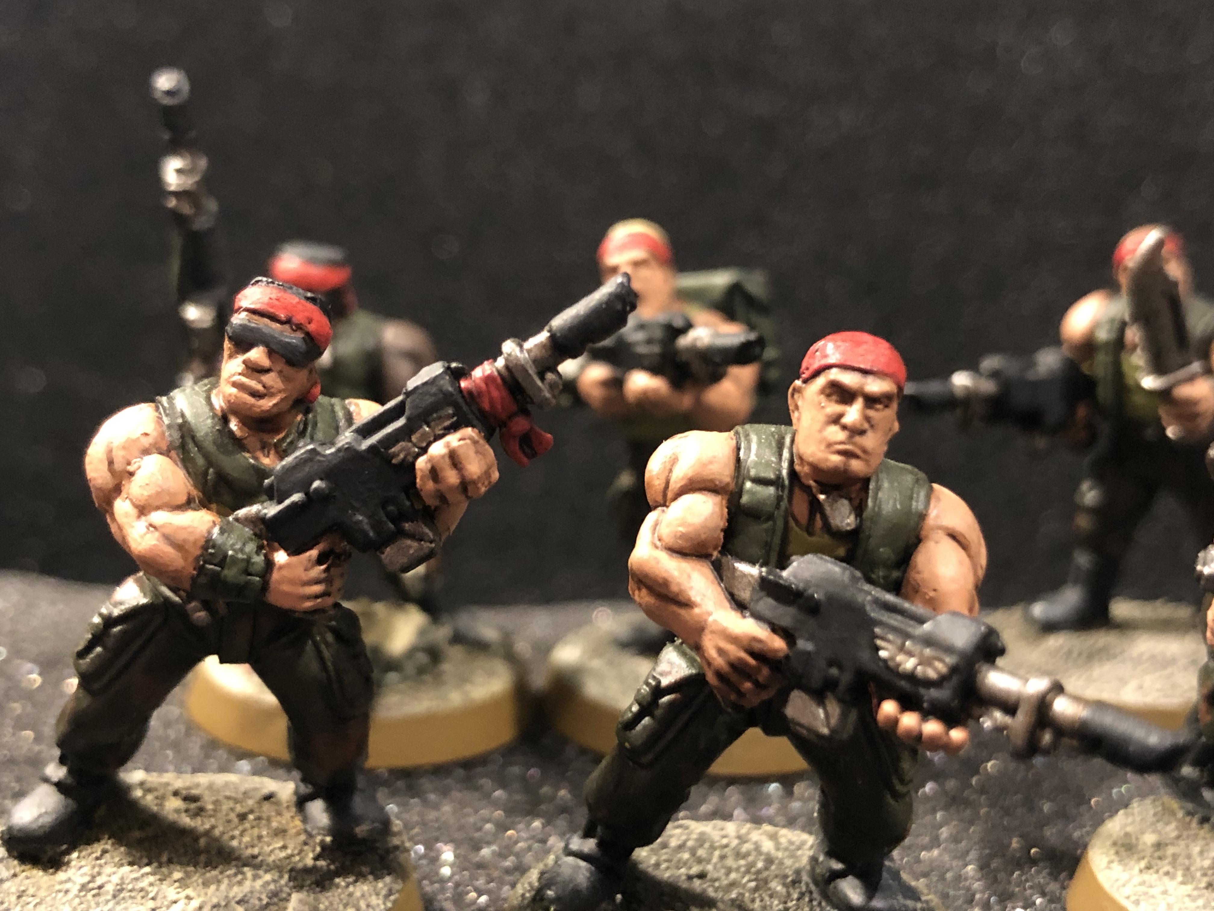 69, Astra Militarum, Badass, Bandana, Camouflage, Catachan, Catachan 69, Catachan Jungle Fighters, Flamer, Imperial Guard, Jungle, Knife, Lasgun, Retro, Sergeant, Squad, Tattoo