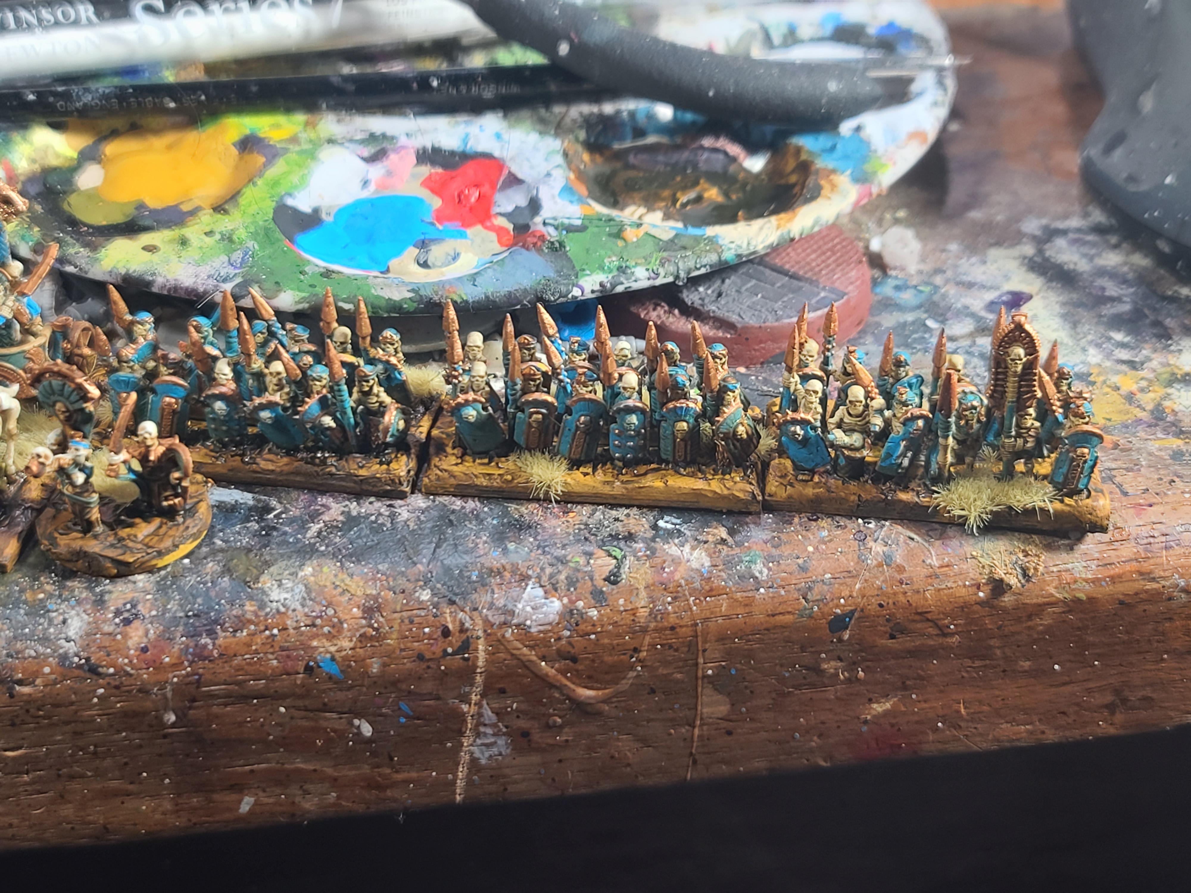 10mm, Chariots, Greenskin Miniatures, Marvelous Minipaints, Skeletons, Tomb Kings, Warmaster, Warriors