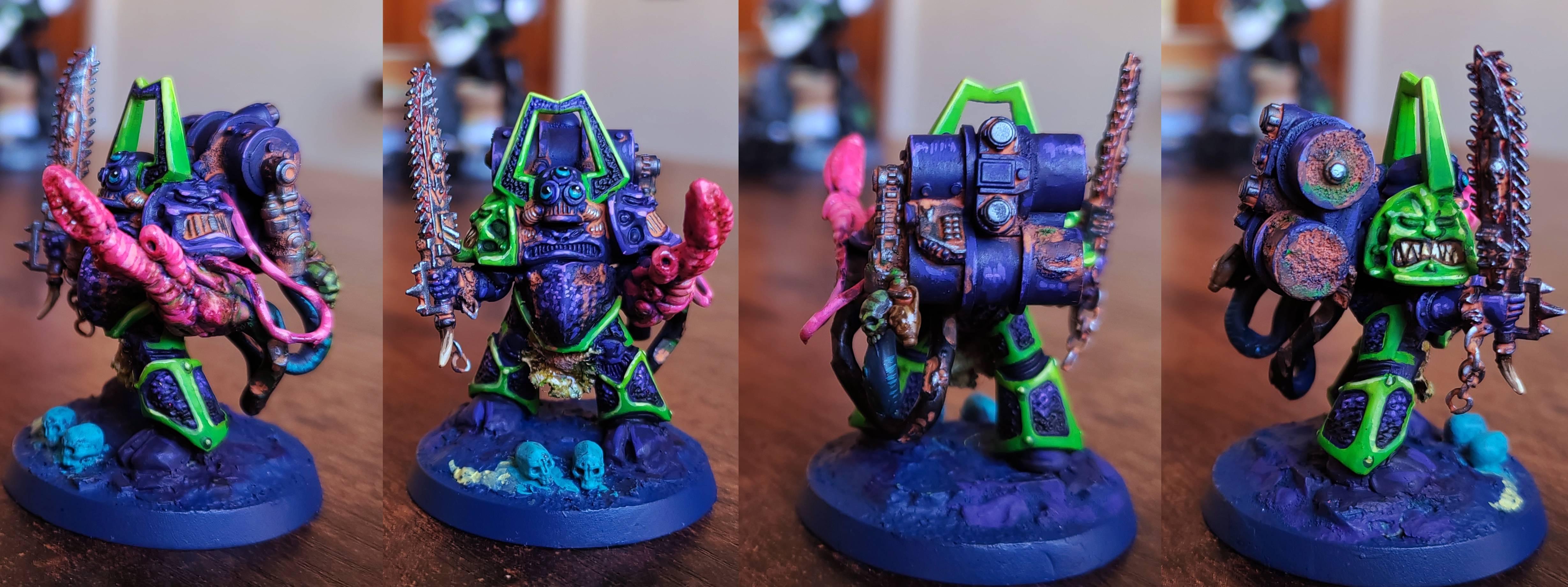 Converted Foul Blightspawn, Kitbashed Foul Blightspawn, Nurgle, Plague Marines, Scratchbuilt Foul Blightspawn