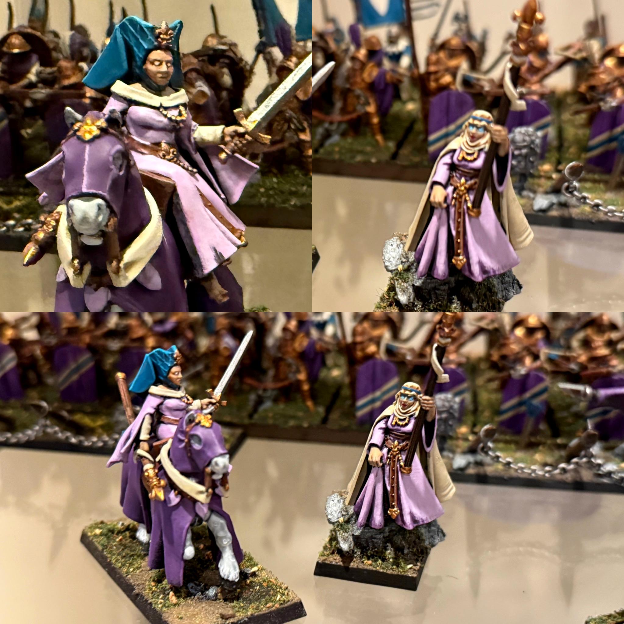 Bretonnians, Damsel, Horseback, Mage, Magic User, Montage, Painting, Sorcerer, Wizard