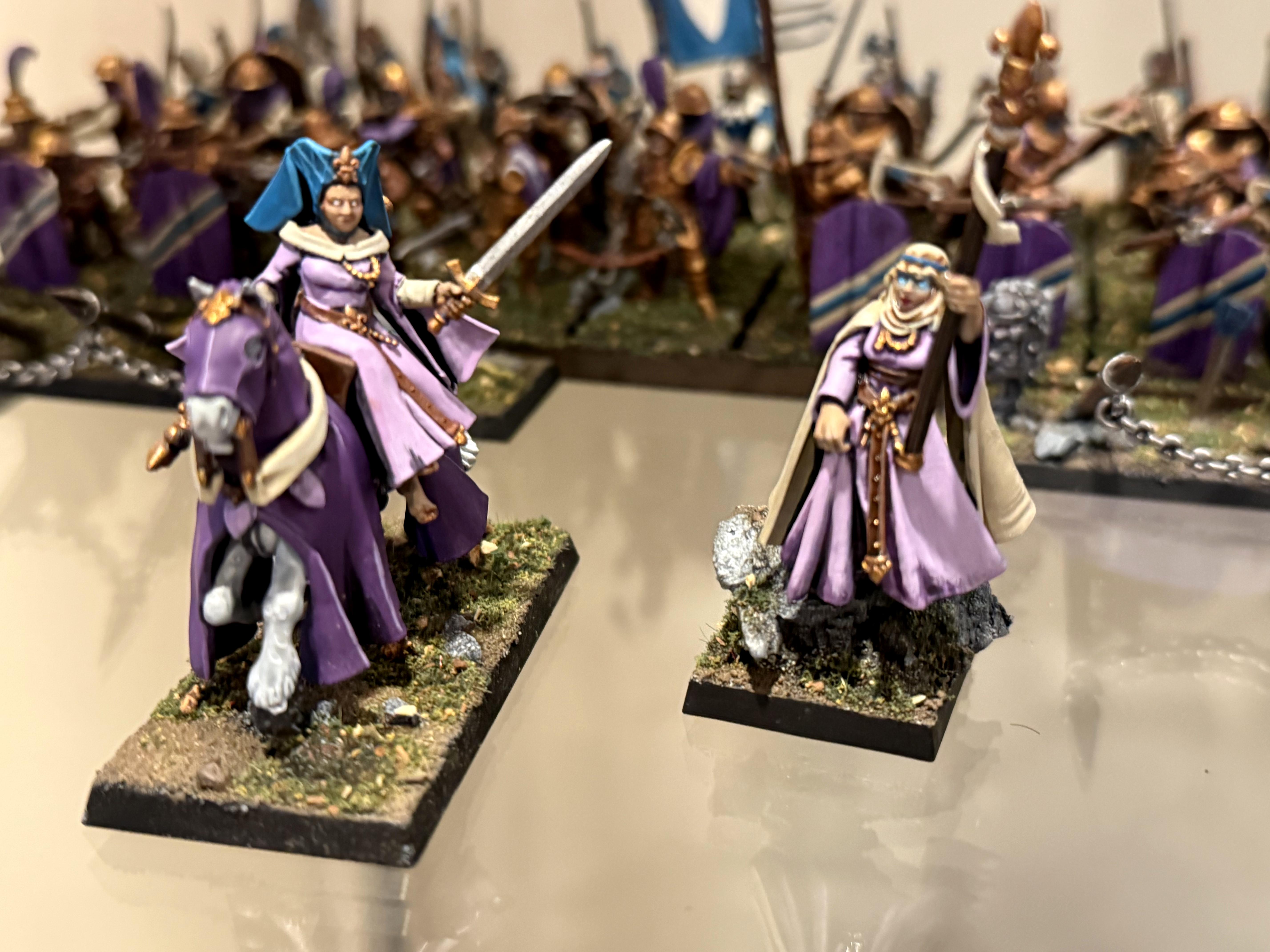 Bretonnians, Damsel, Horseback, Mage, Magic User, Montage, Painting, Sorcerer, Wizard