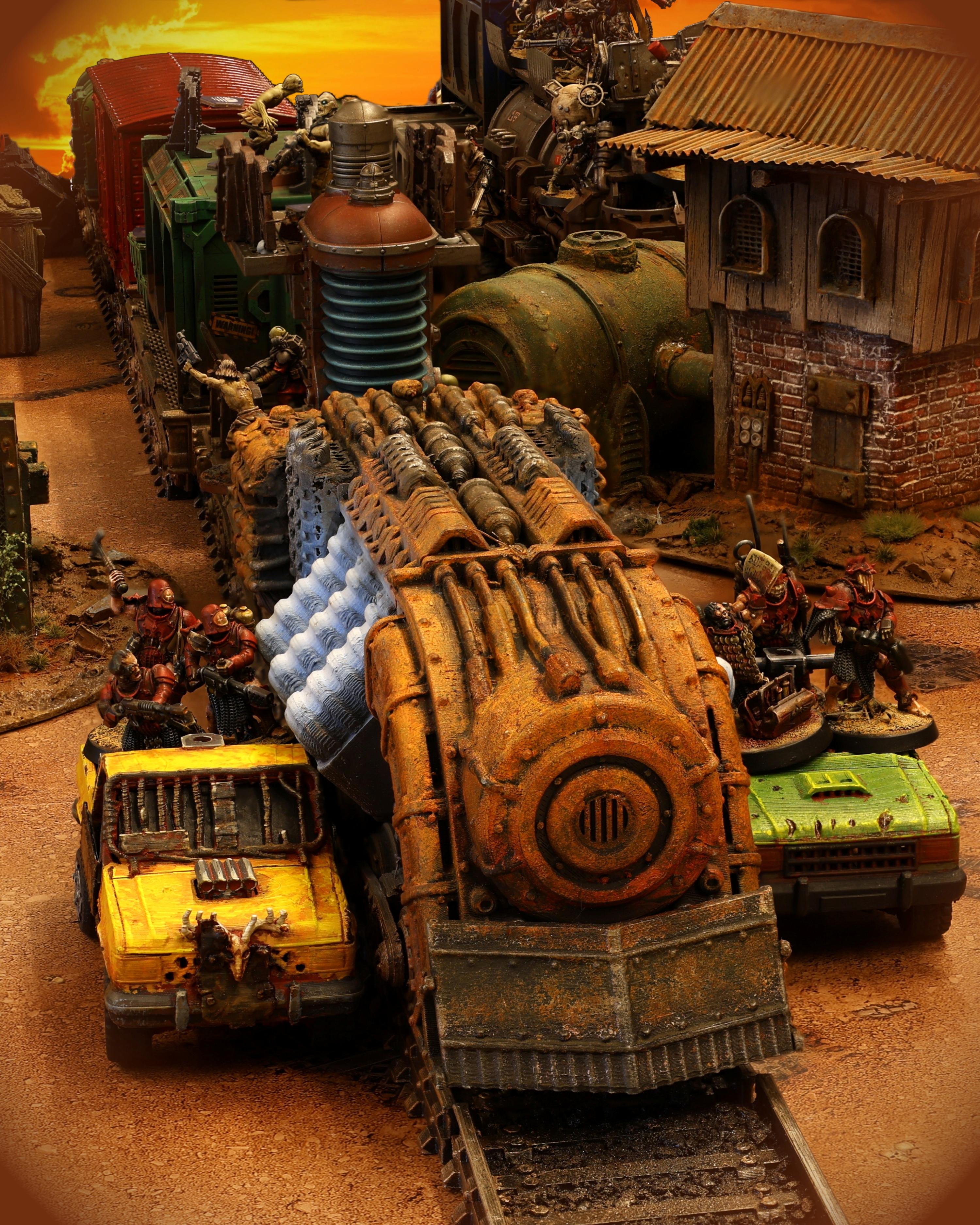 Post Apocalypse, Shanty Town, Terrain, Town, Train, Truck