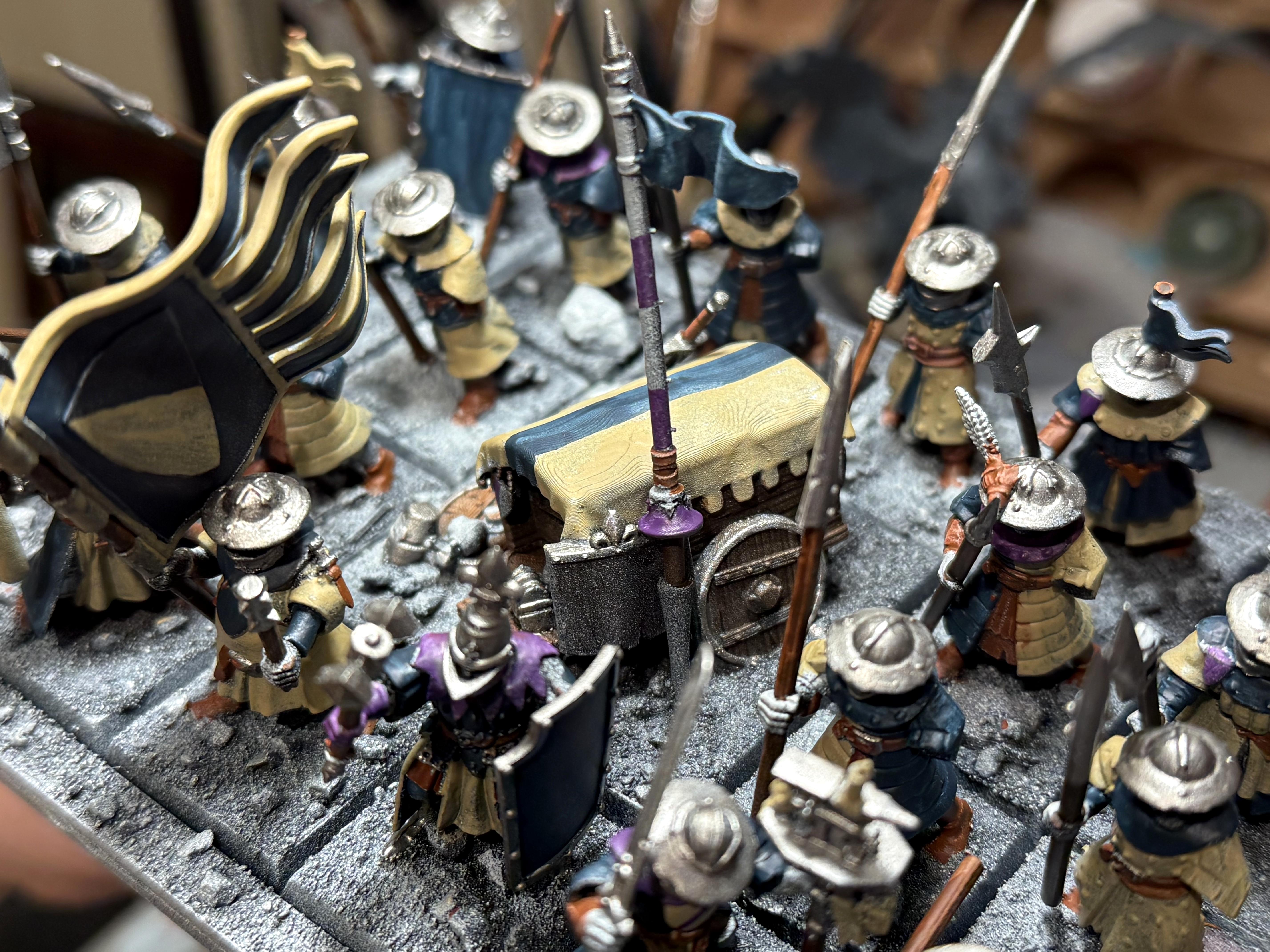 Archers, Bretonnian Exiles, Bretonnians, Conversion, Mediterranean Basing, Men-at-arms, Painted, Peasants, Unit Fillers, Yeomen