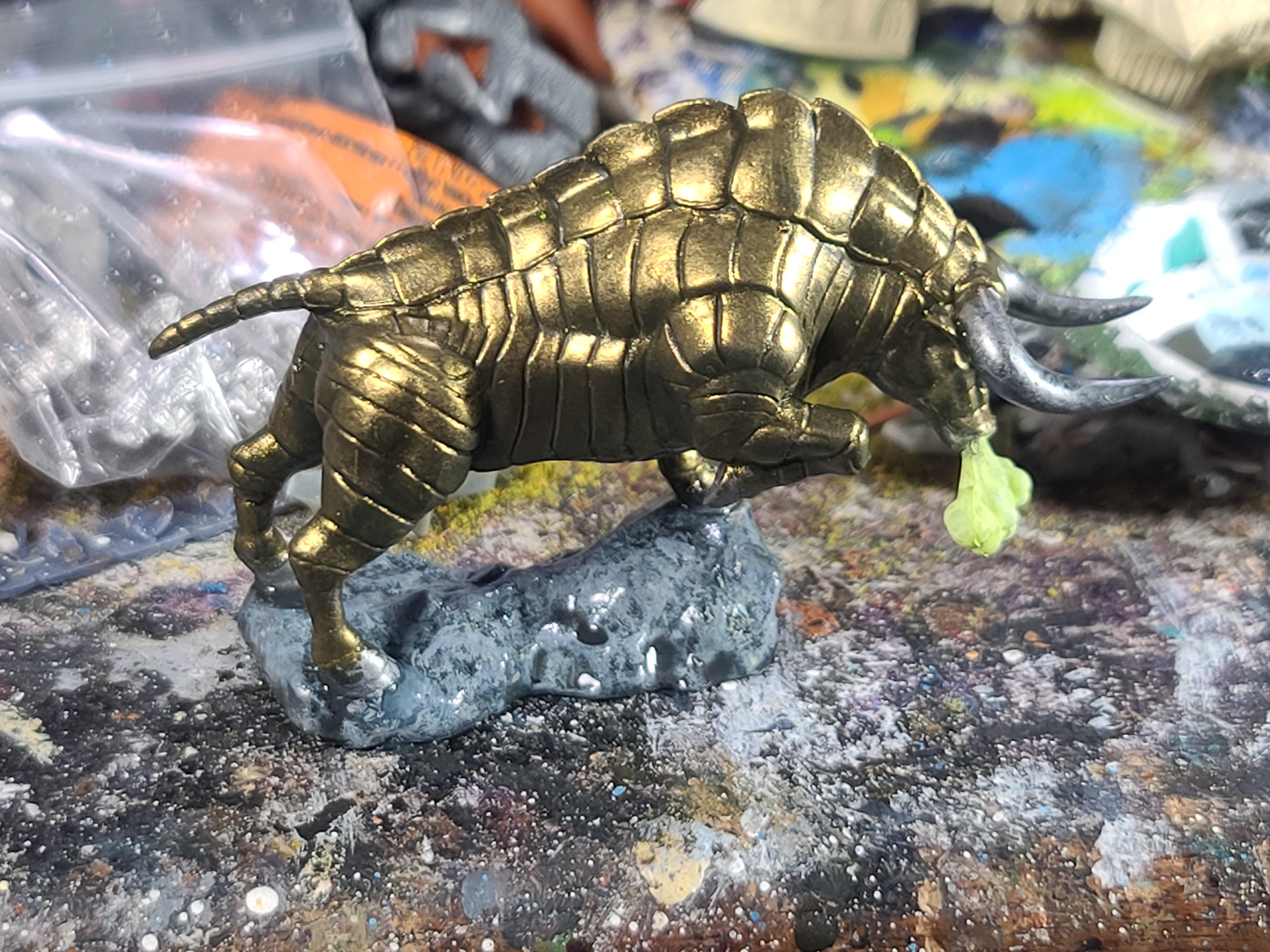 Brass Bull, Deep Cuts Miniatures, Dungeons And Dragons, Gorgon, Monster, Pathfinders