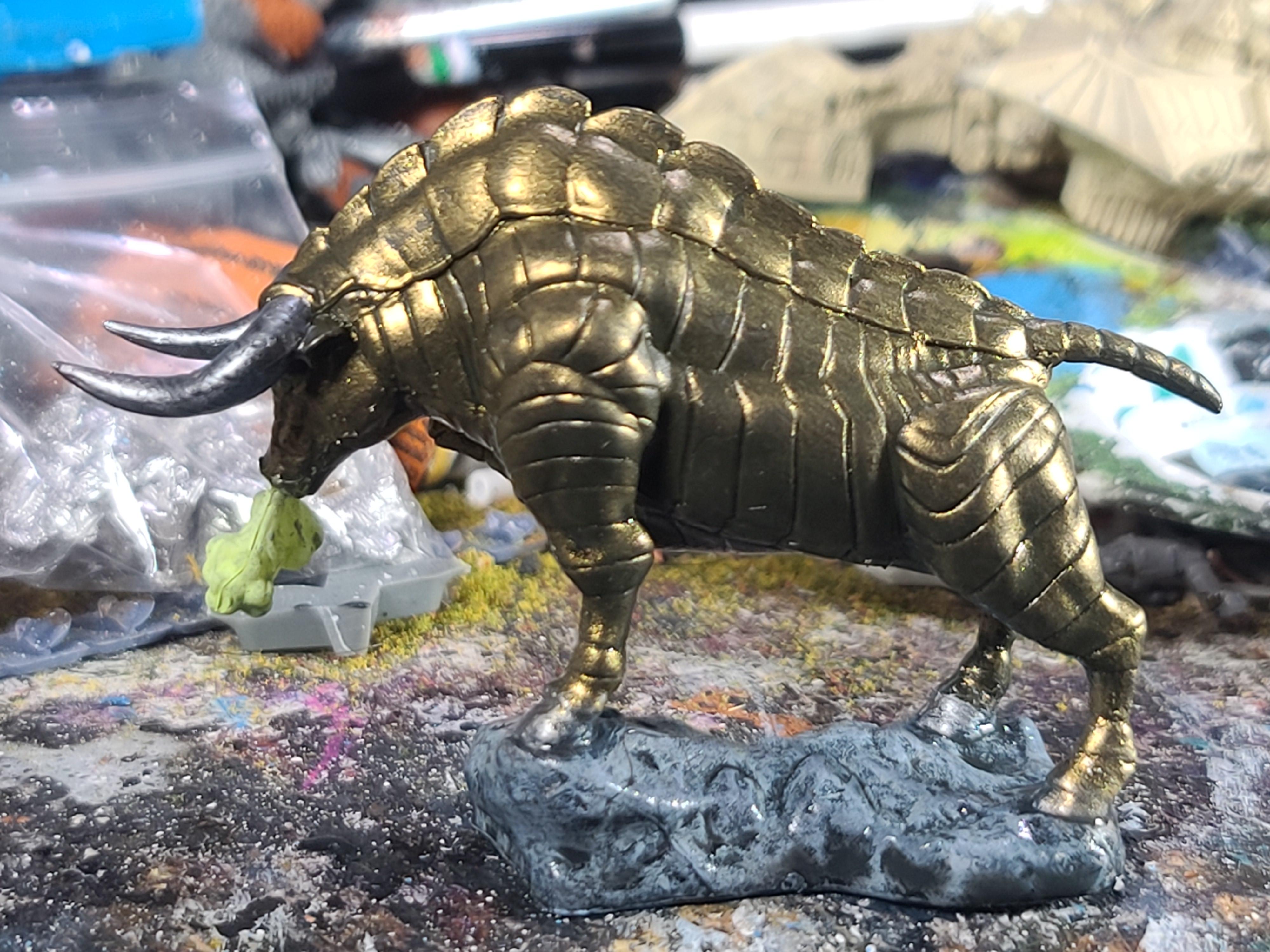 Brass Bull, Deep Cuts Miniatures, Dungeons And Dragons, Gorgon, Monster, Pathfinders