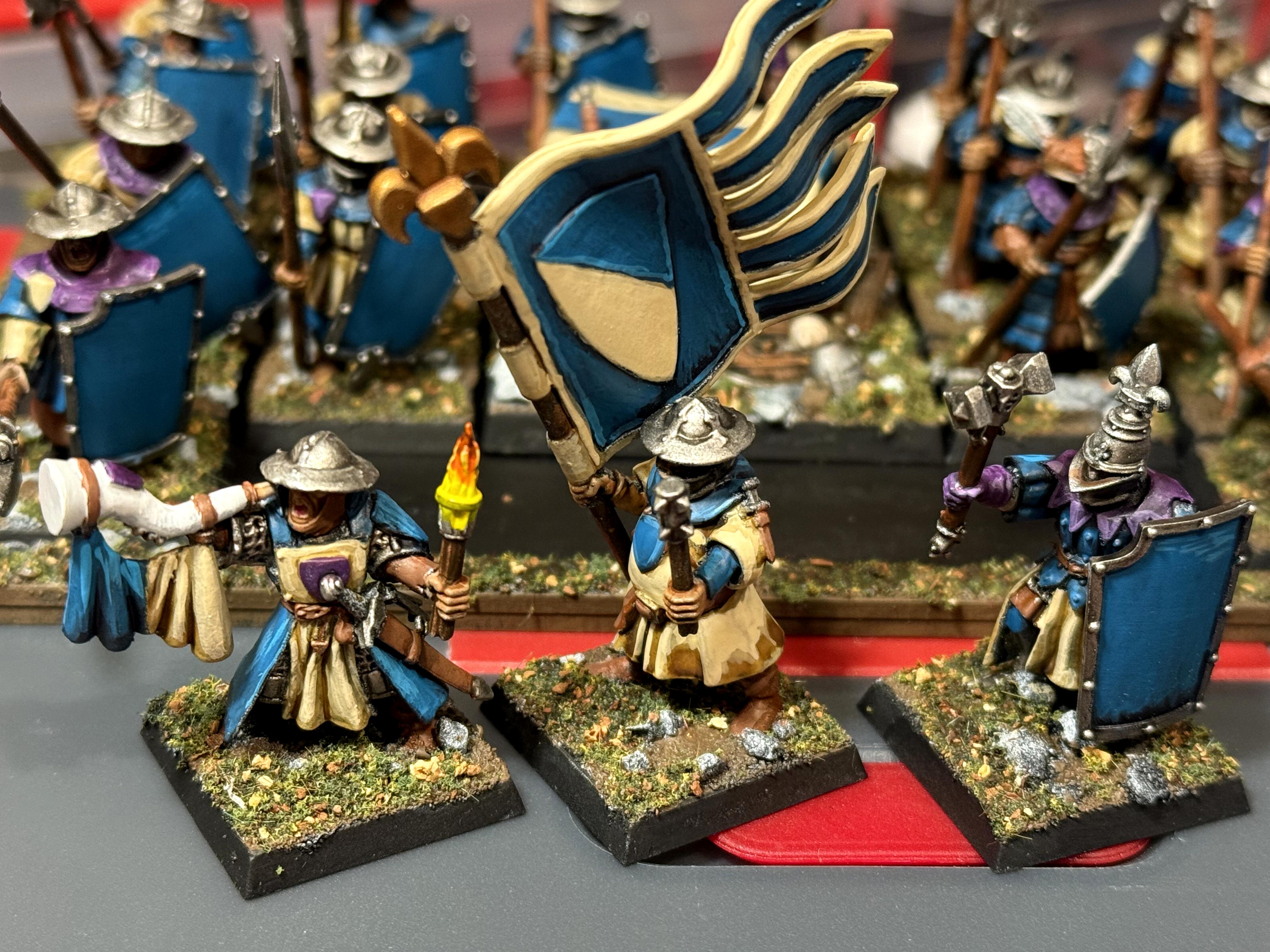 Archers, Bretonnian Exiles, Bretonnians, Conversion, Mediterranean Basing, Men-at-arms, Painted, Peasants, Unit Fillers, Yeomen