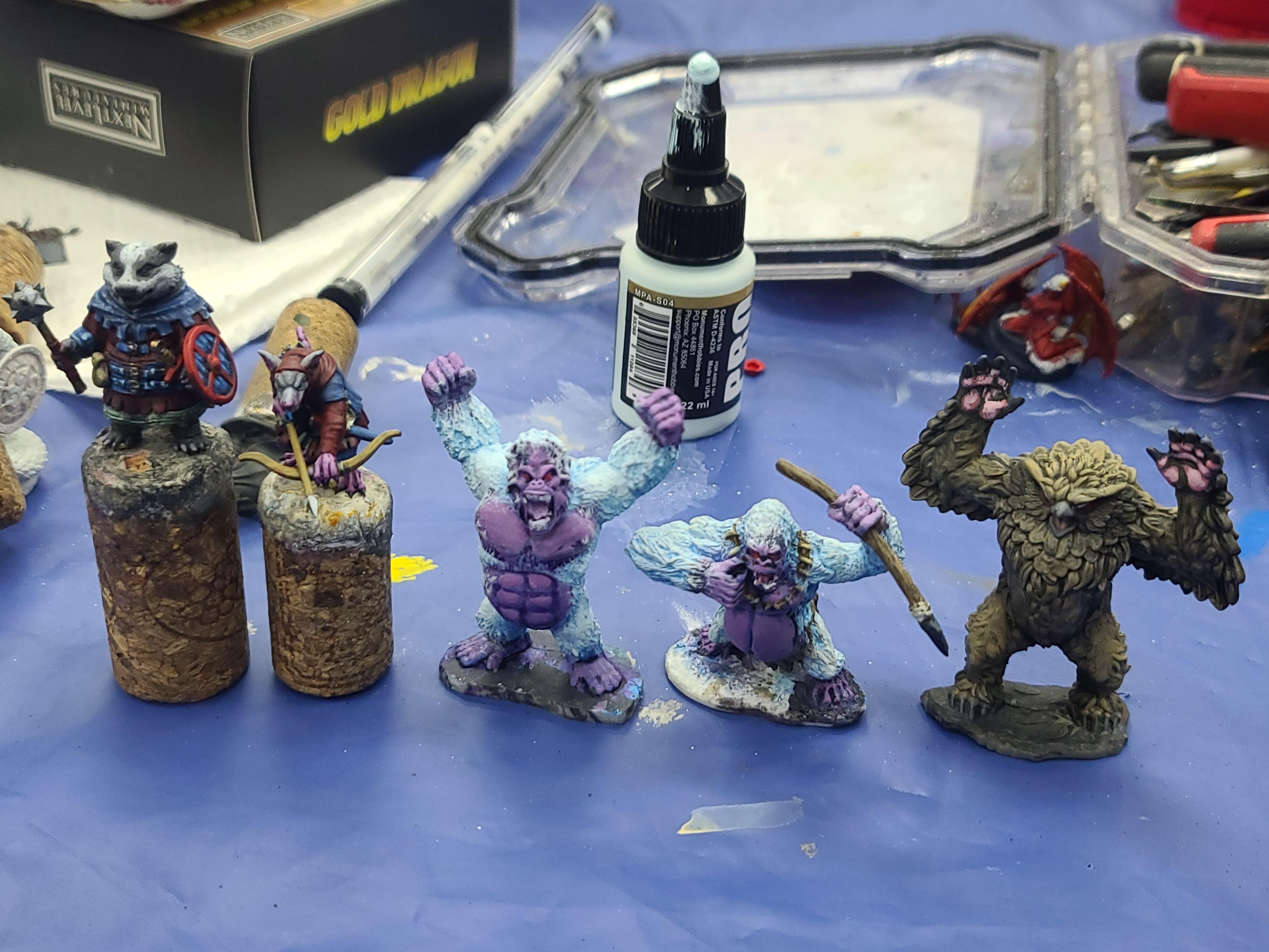 3d Print, Animal Adventurers, Badger, Duncan Shadow Maybe?, Dungeons And Dragons, Killer Apes, Next Level Miniatures, Owlbear, Rat, Reaper Miniatures