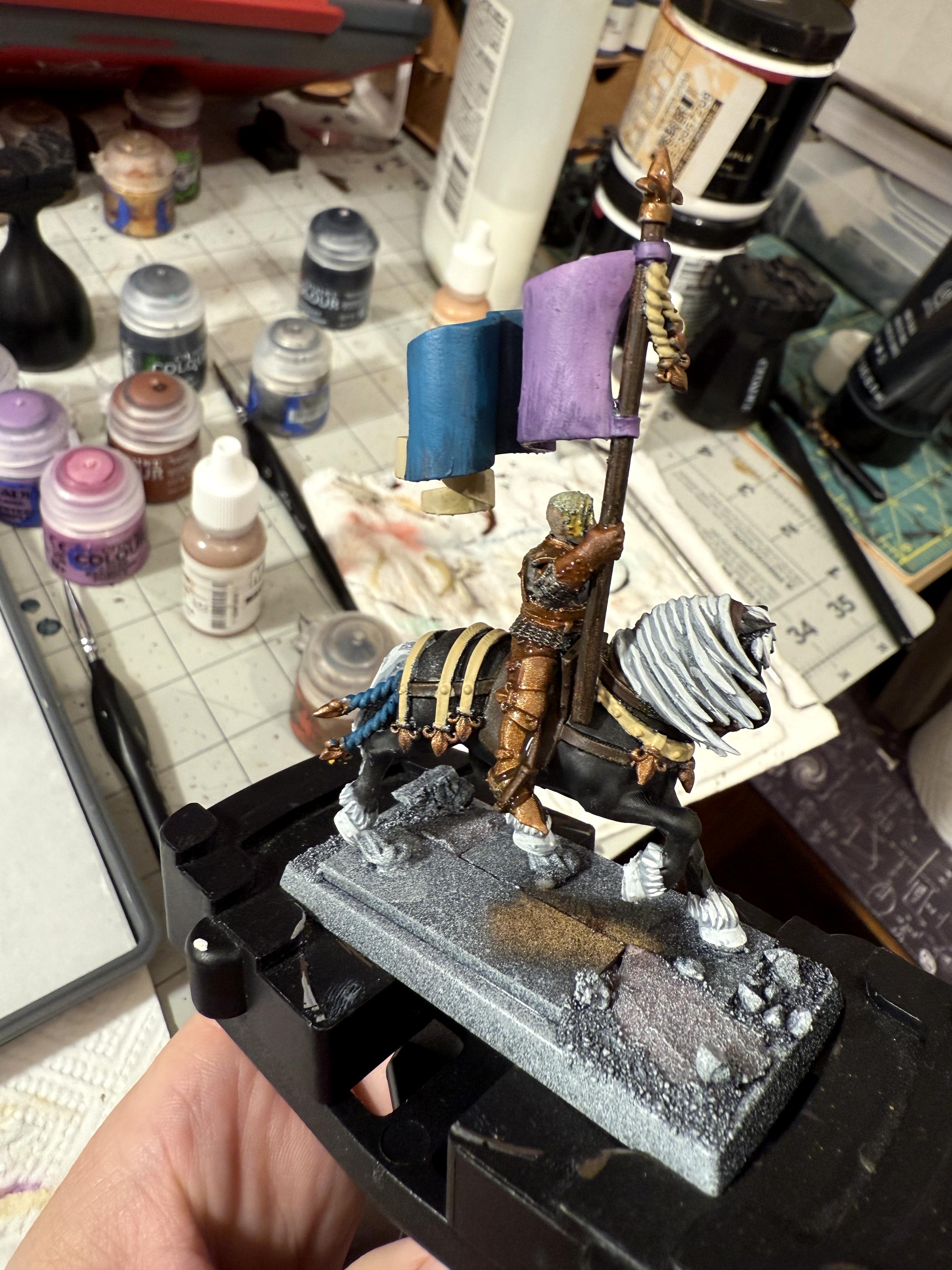 3d Miniatures, Bretonnians, Gallia Miniatures, Knights, Knights Of The Realm, Standard Bearer, The Old World, Warhammer Fantasy