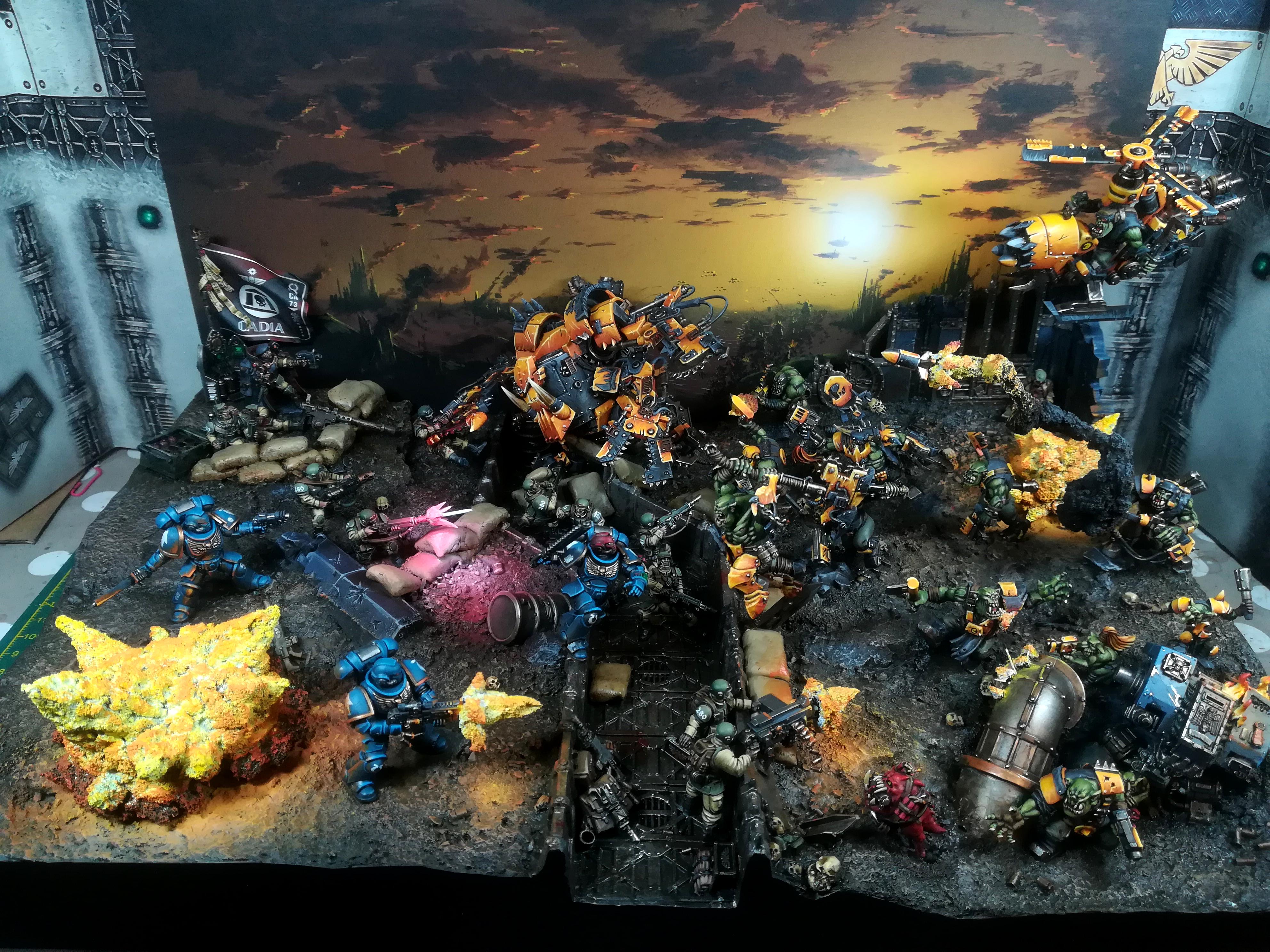 Battle, Diorama, Imperial Guard, Orks, Scene, Ultramarines