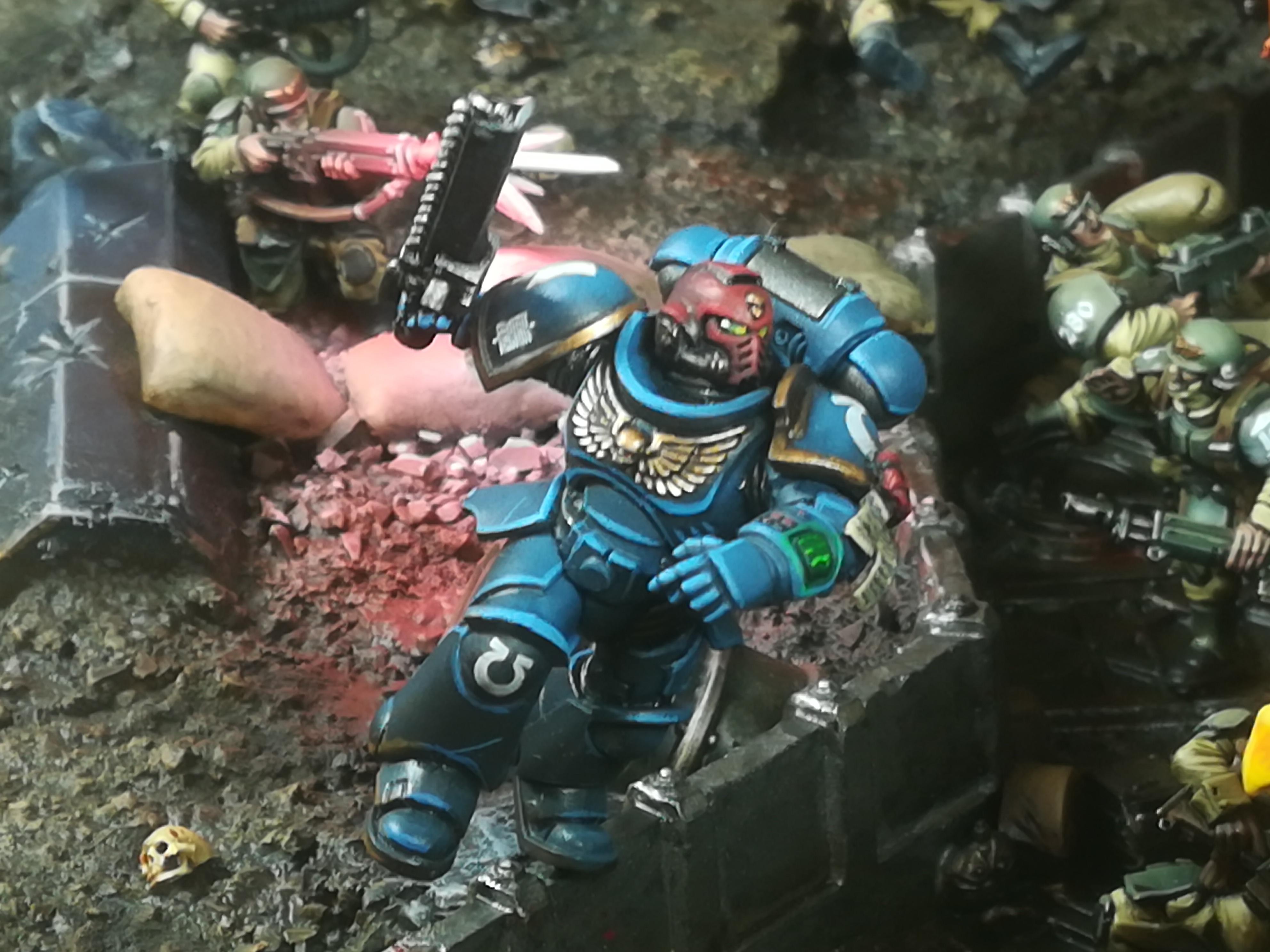 Battle, Diorama, Imperial Guard, Orks, Scene, Ultramarines