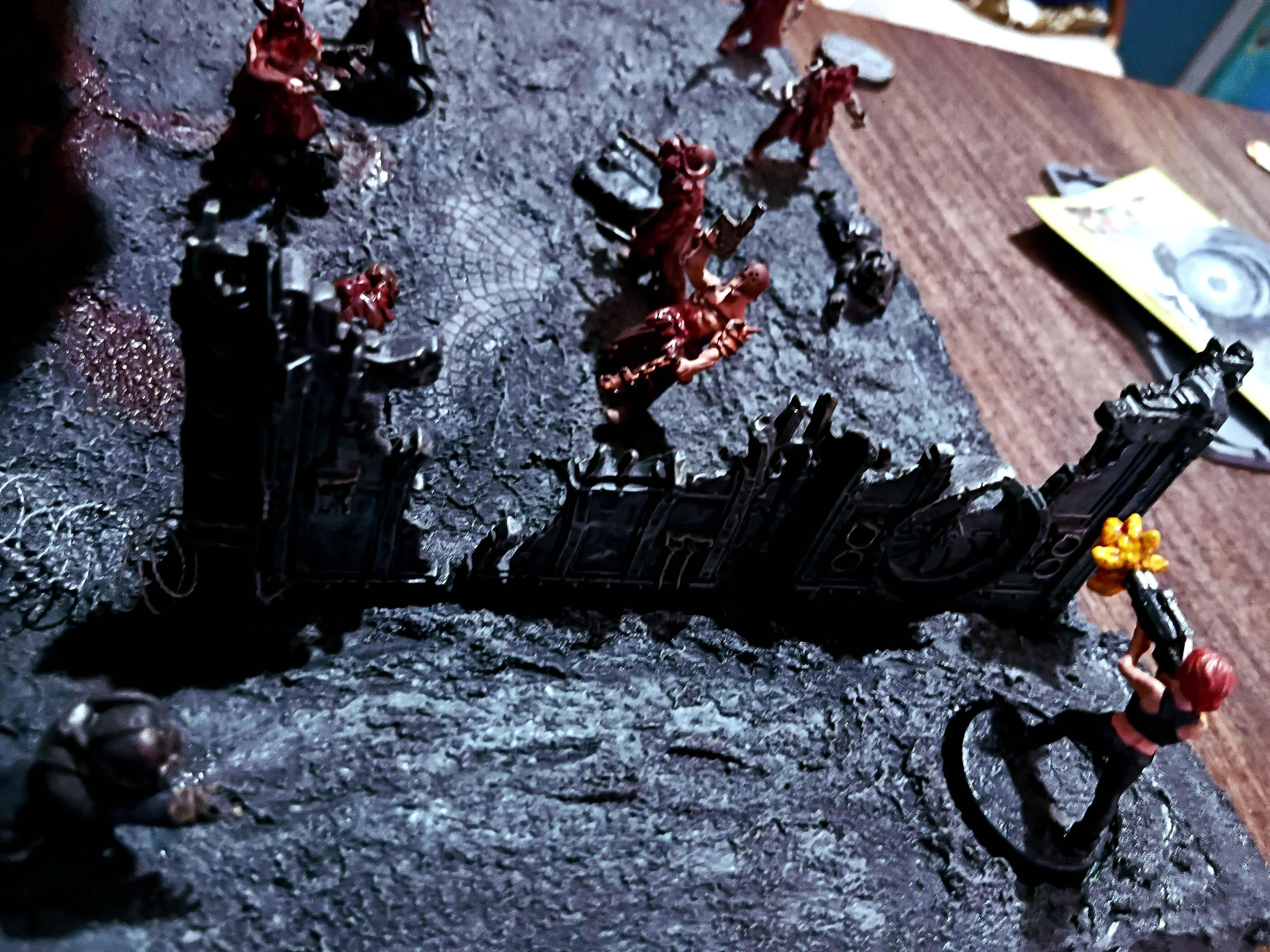Action, Adelana Helgen, Attack, Attelus Kaltos, Battlezone, Chaos, Cultists, Dark Heresy, Death Korps of Krieg, Diorama, Grimdark, Inquisition, Ordo Hereticus, Secret War, Skirmish, War, Warhammer 40,000, Warzone