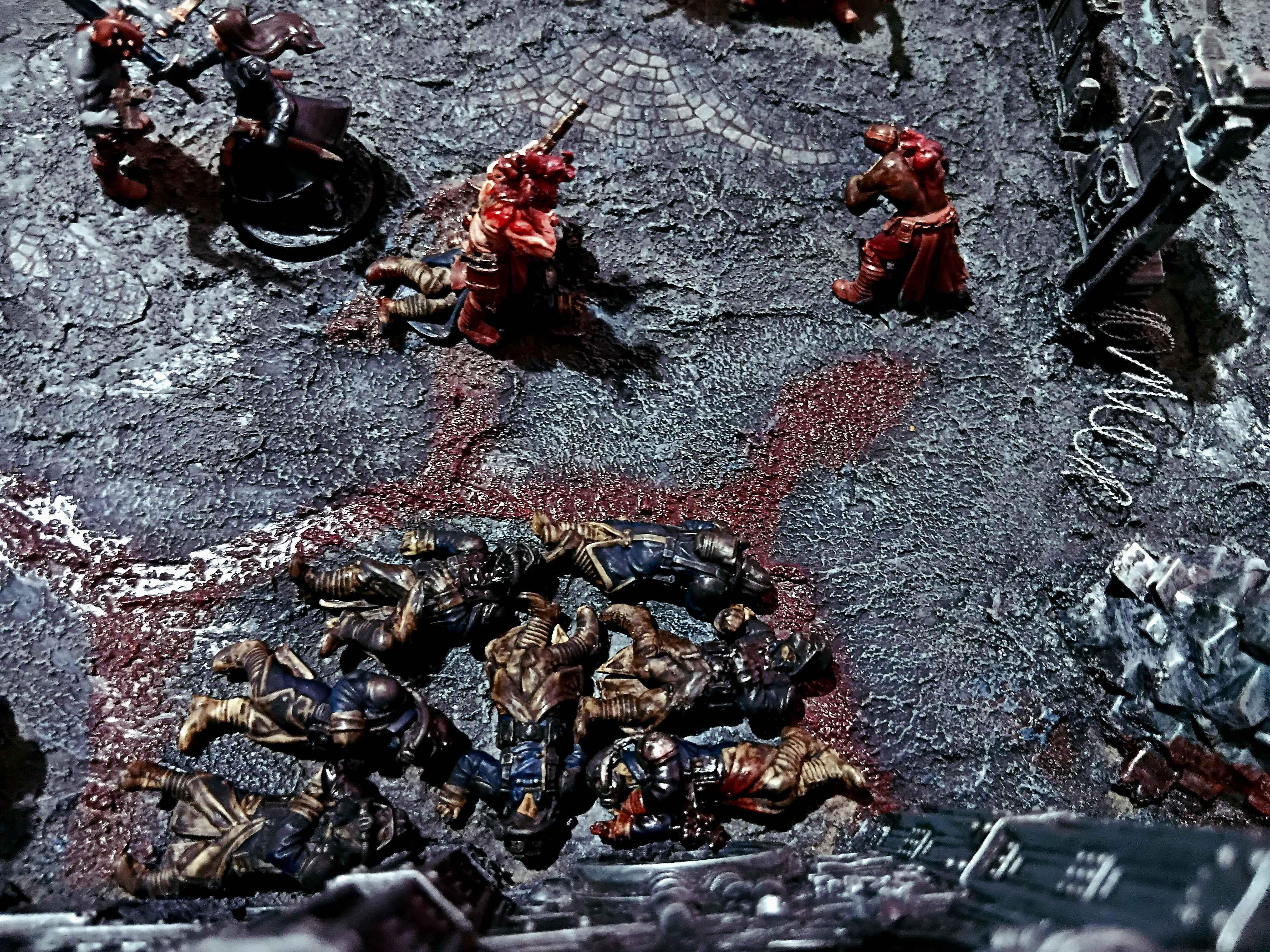 Action, Adelana Helgen, Attack, Attelus Kaltos, Battlezone, Chaos, Cultists, Dark Heresy, Death Korps of Krieg, Diorama, Grimdark, Inquisition, Ordo Hereticus, Secret War, Skirmish, War, Warhammer 40,000, Warzone