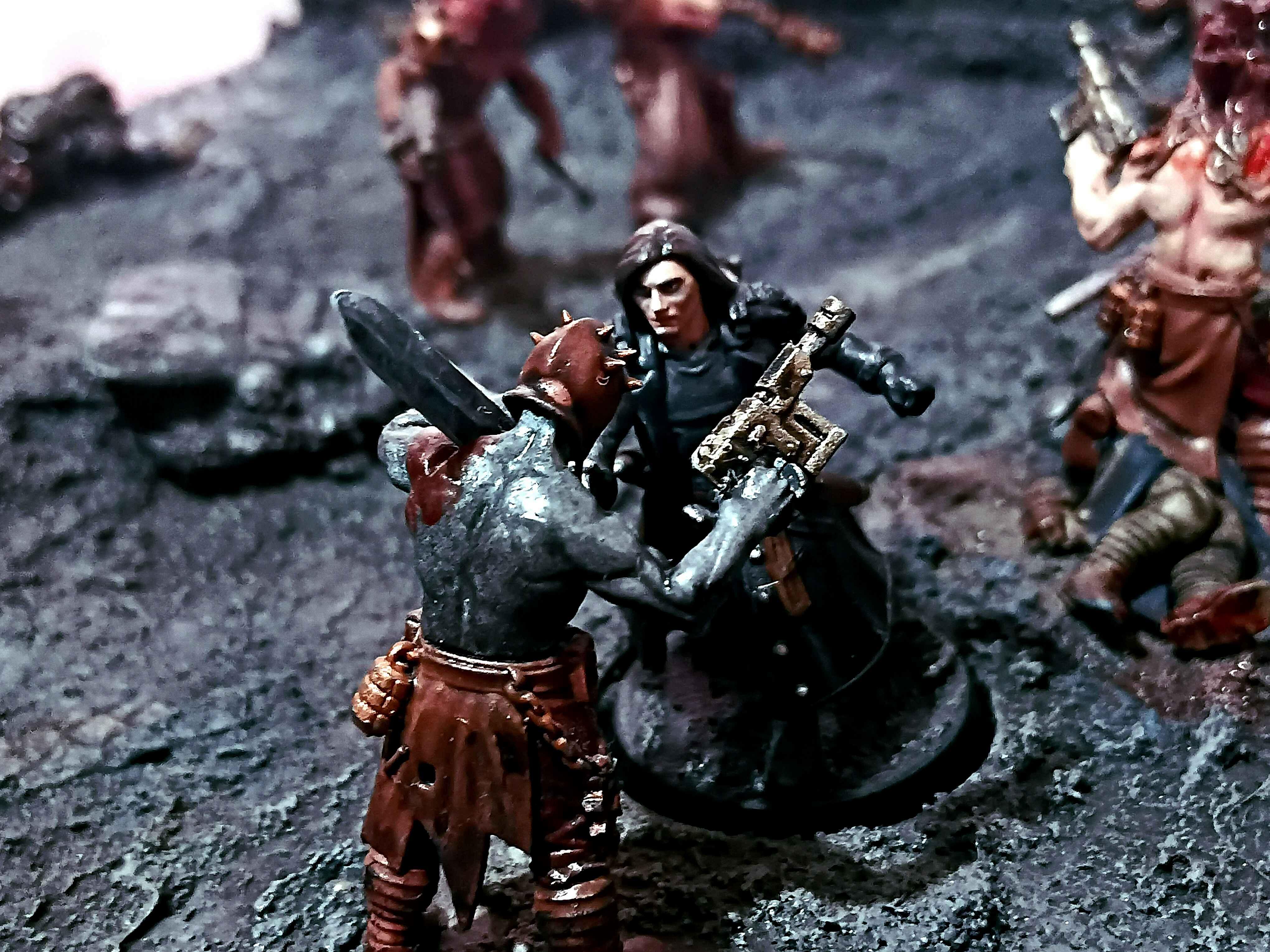 Action, Adelana Helgen, Attack, Attelus Kaltos, Battlezone, Chaos, Cultists, Dark Heresy, Death Korps of Krieg, Diorama, Grimdark, Inquisition, Ordo Hereticus, Secret War, Skirmish, War, Warhammer 40,000, Warzone