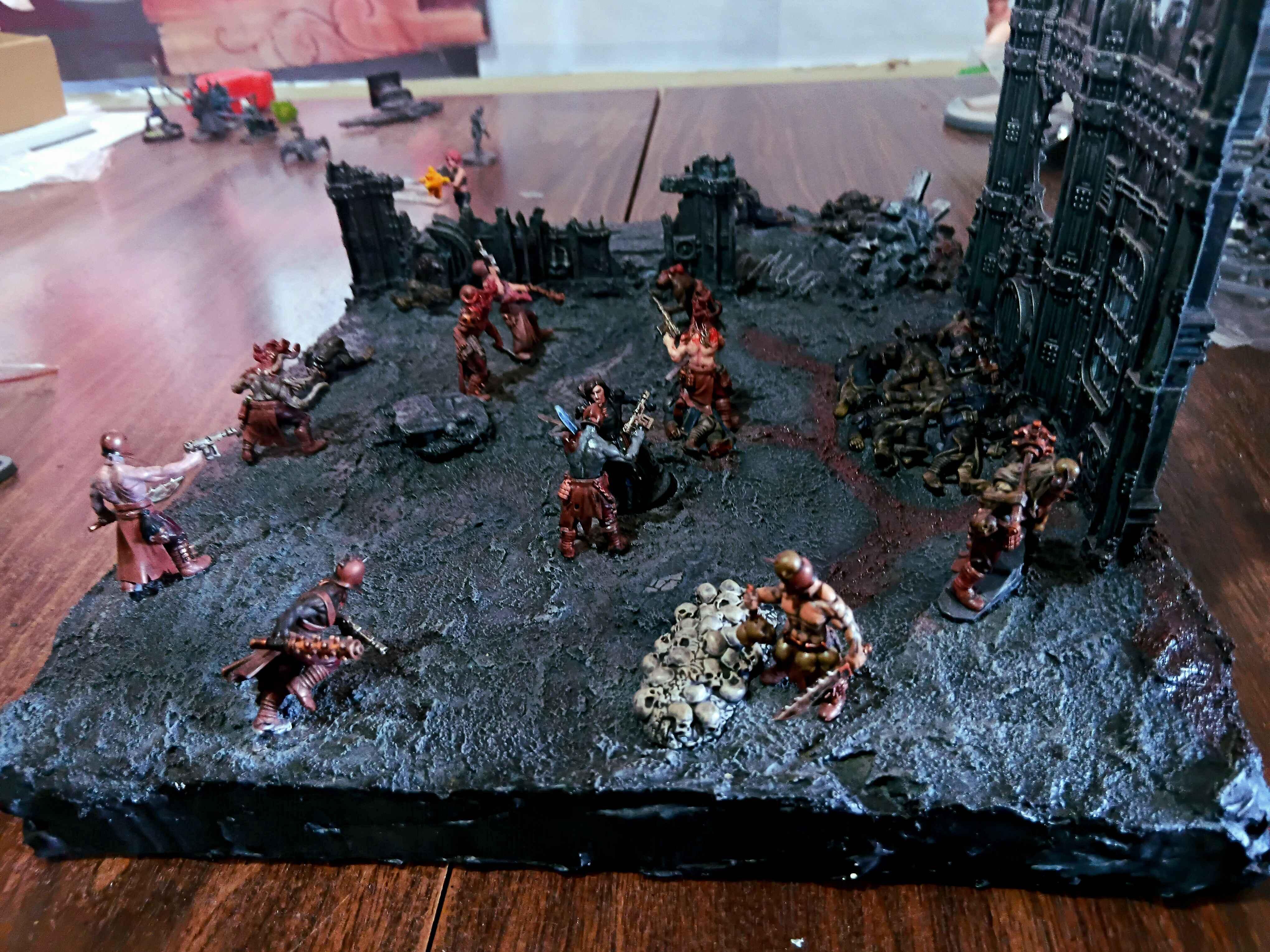 Action, Adelana Helgen, Attack, Attelus Kaltos, Battlezone, Chaos, Cultists, Dark Heresy, Death Korps of Krieg, Diorama, Grimdark, Inquisition, Ordo Hereticus, Secret War, Skirmish, War, Warhammer 40,000, Warzone