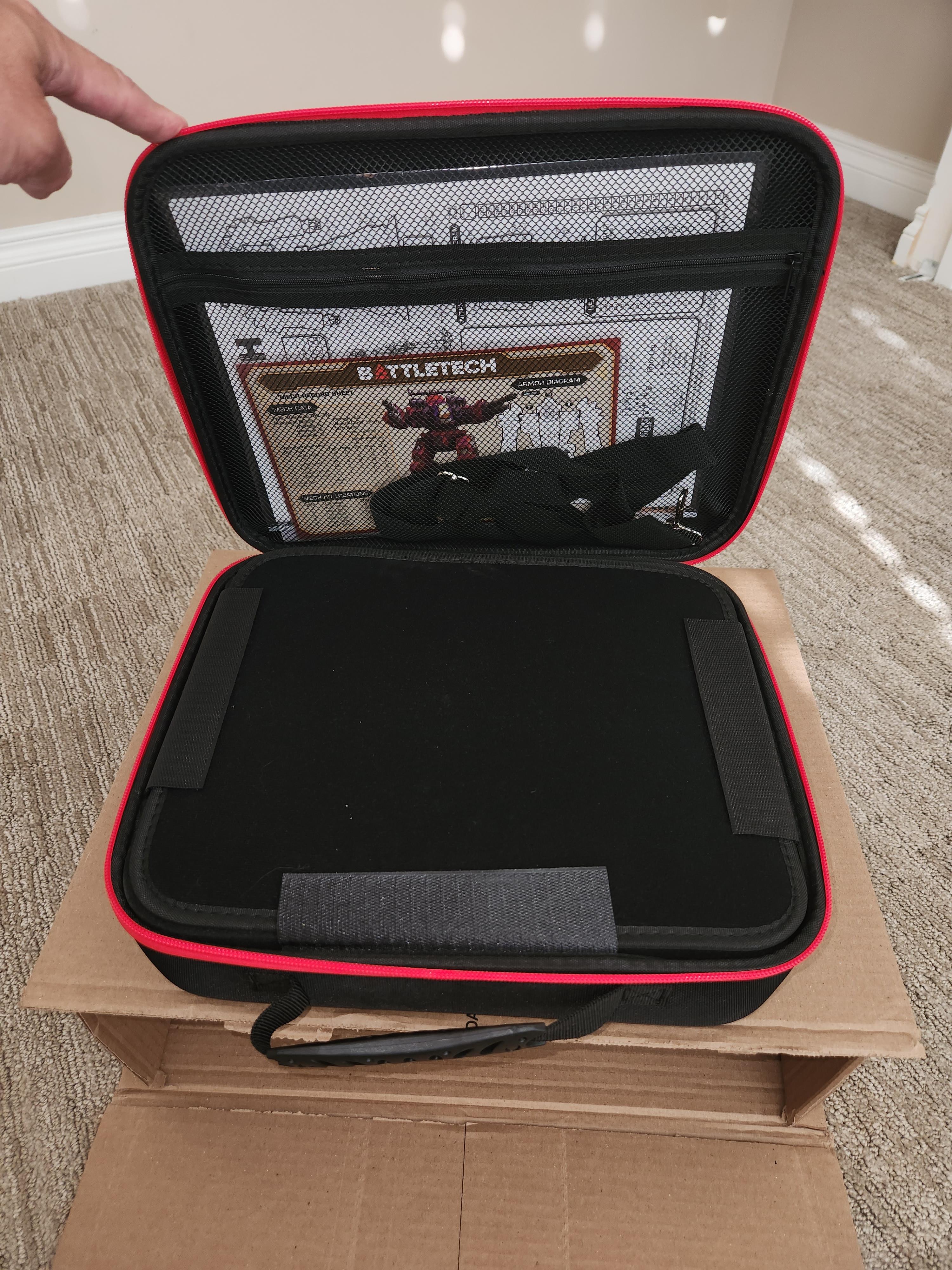 3. Interior view of Storage Case showing Zippered Mesh Pocket