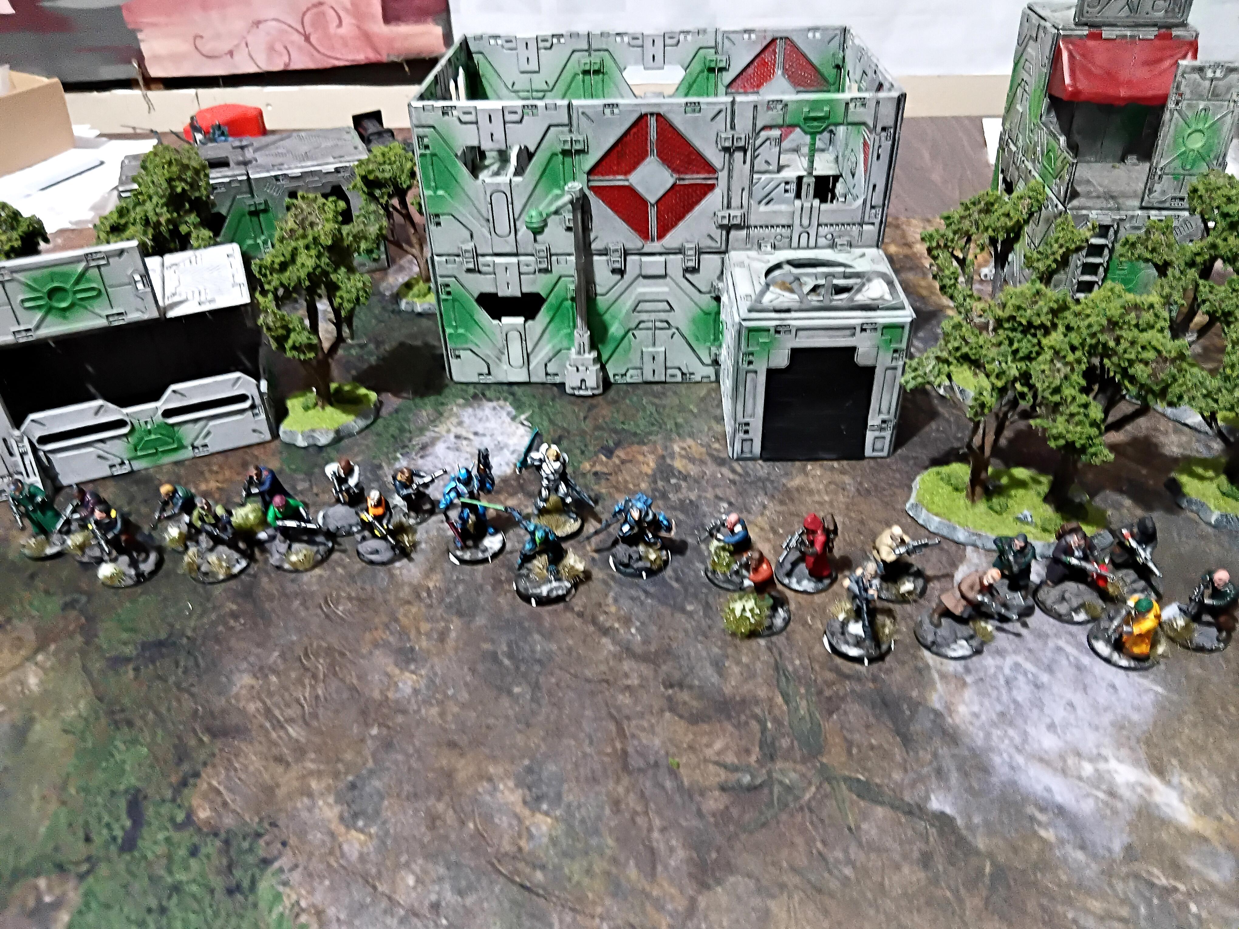 Assassin, Azakir Halgriv, Battle Report, Corvus Belli, Deadzone, Firefight, Five Of Seven Samurai, Fun, Game, Grimdark Future, Infinity, Mantic, Militia, Mini, Sci Fi, Science Fiction, Skirmish, Terrain, Trees, Unit 17